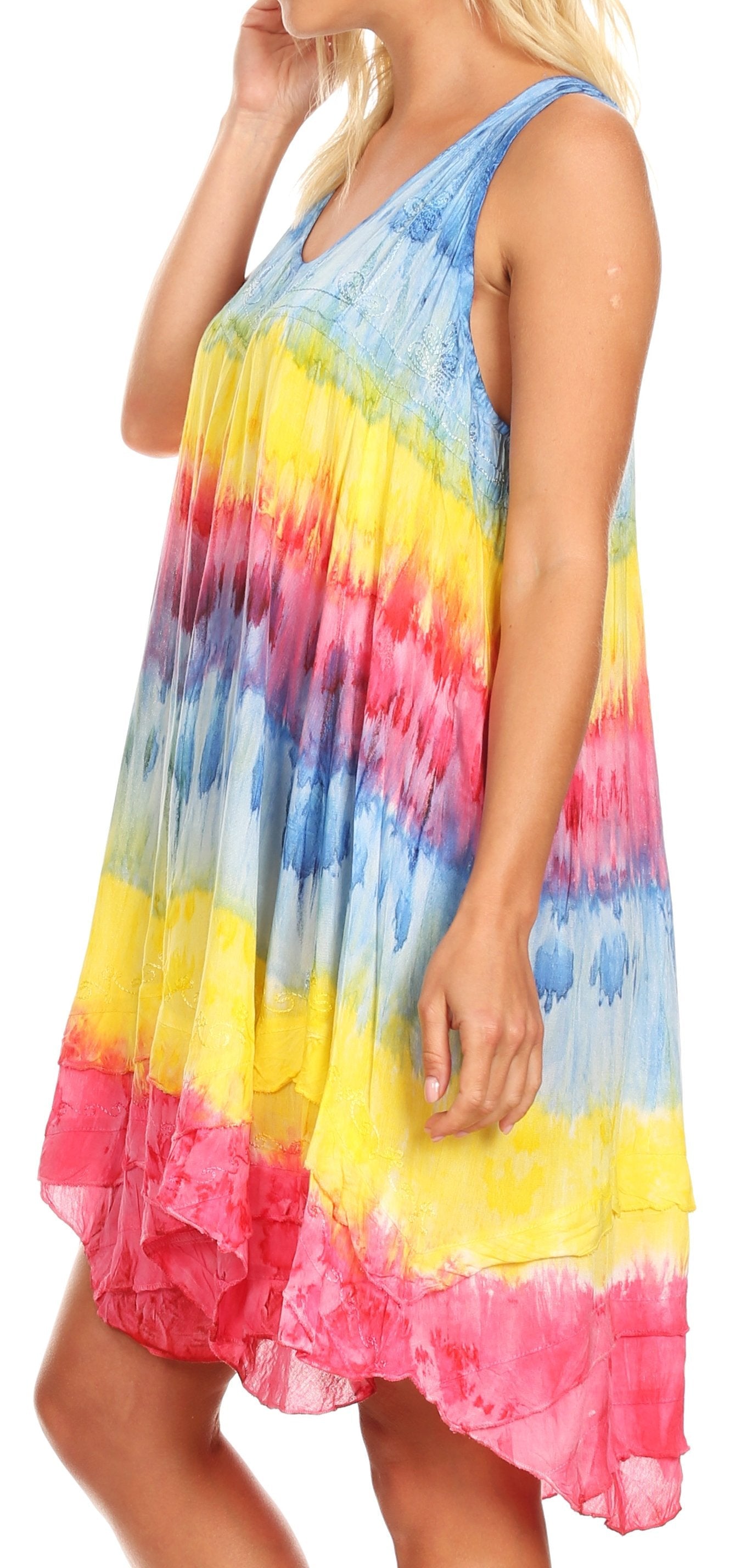 Sakkas - Artemi Short Tie-dye Sleeveless Loose Tank Dress