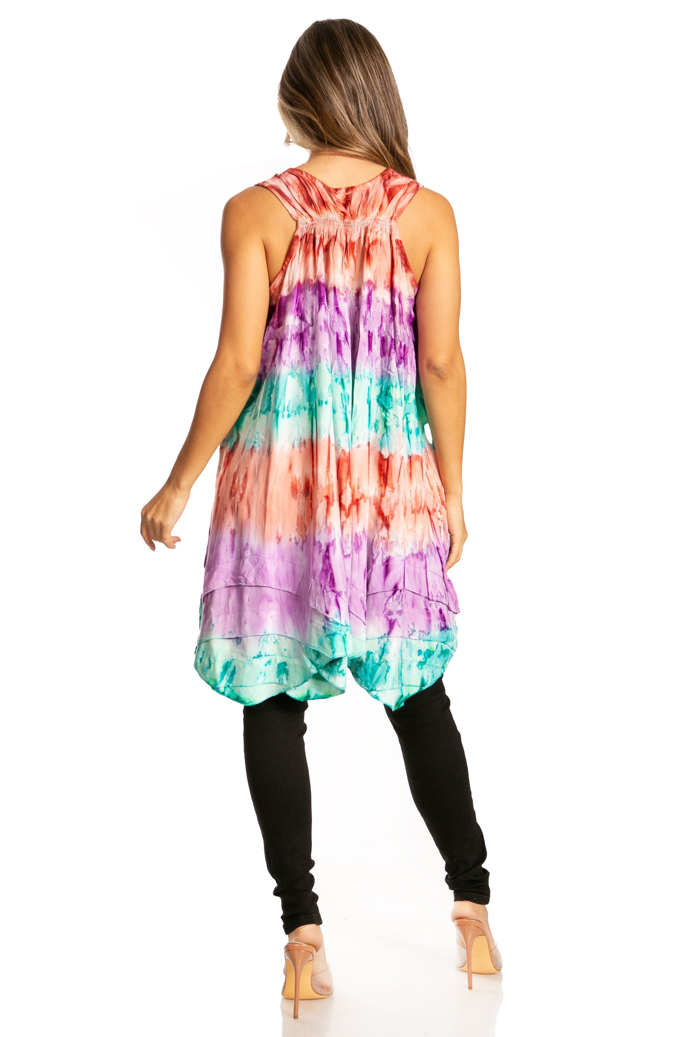 Sakkas - Artemi Short Tie-dye Sleeveless Loose Tank Dress