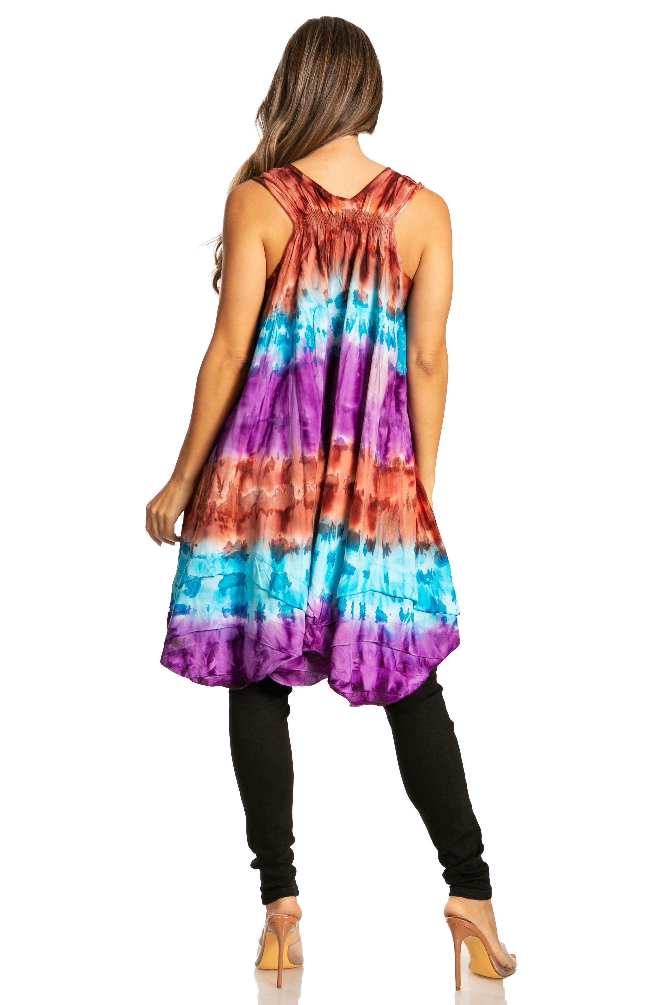 Sakkas - Artemi Short Tie-dye Sleeveless Loose Tank Dress