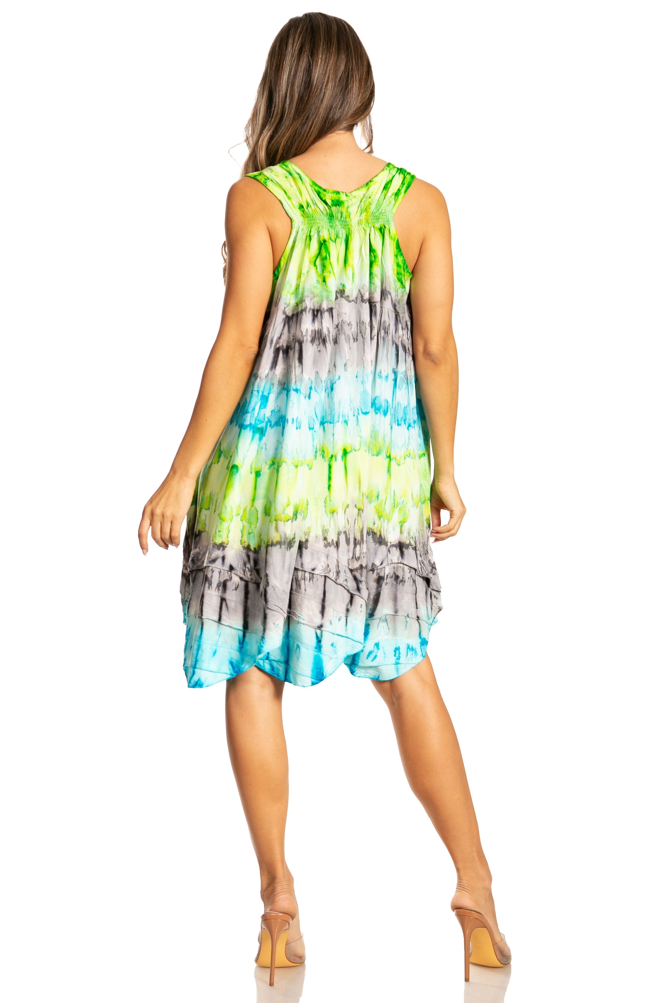 Sakkas - Artemi Short Tie-dye Sleeveless Loose Tank Dress
