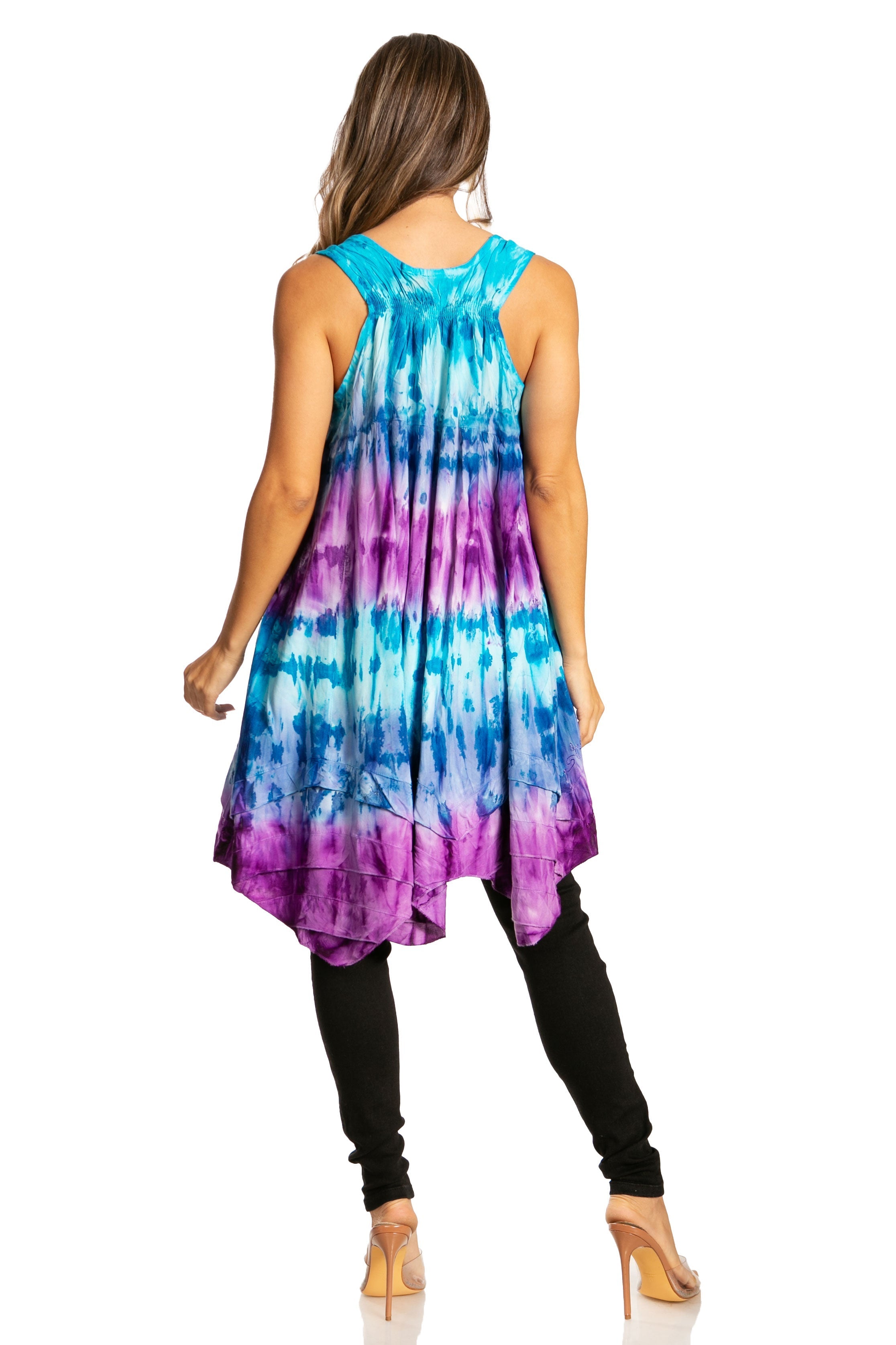 Sakkas - Artemi Short Tie-dye Sleeveless Loose Tank Dress