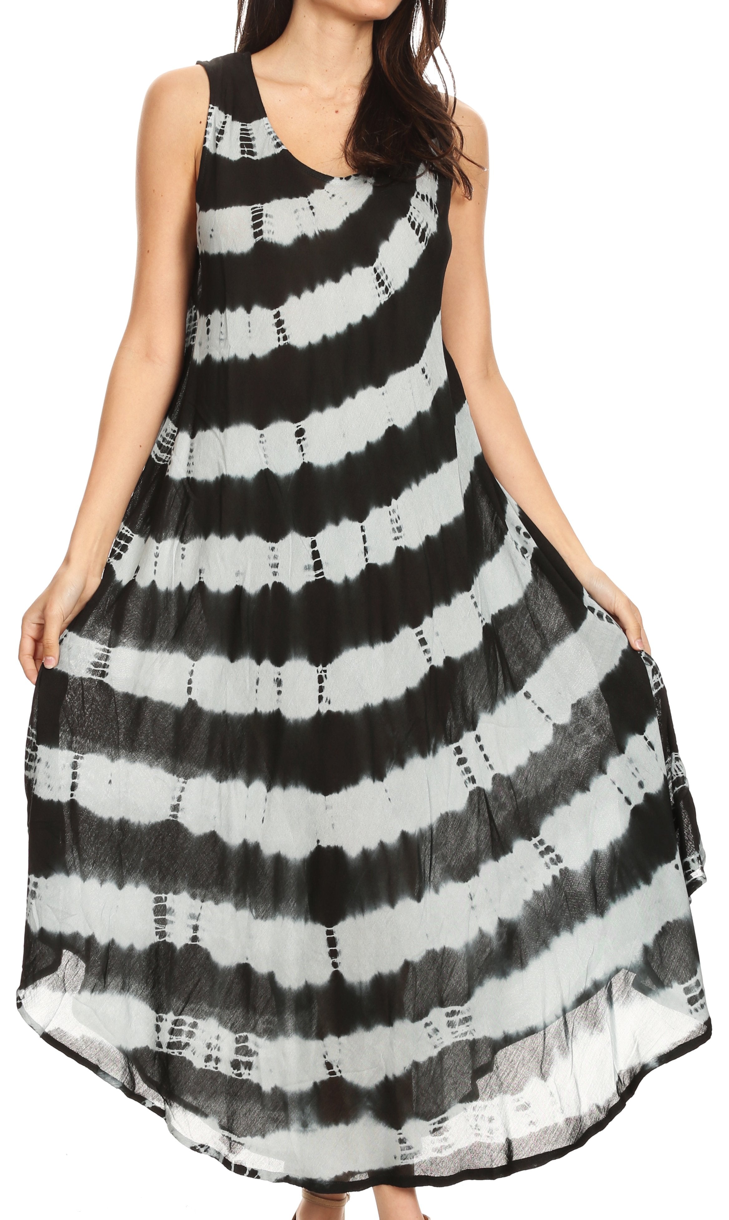 Black and white striped dress on a white background
