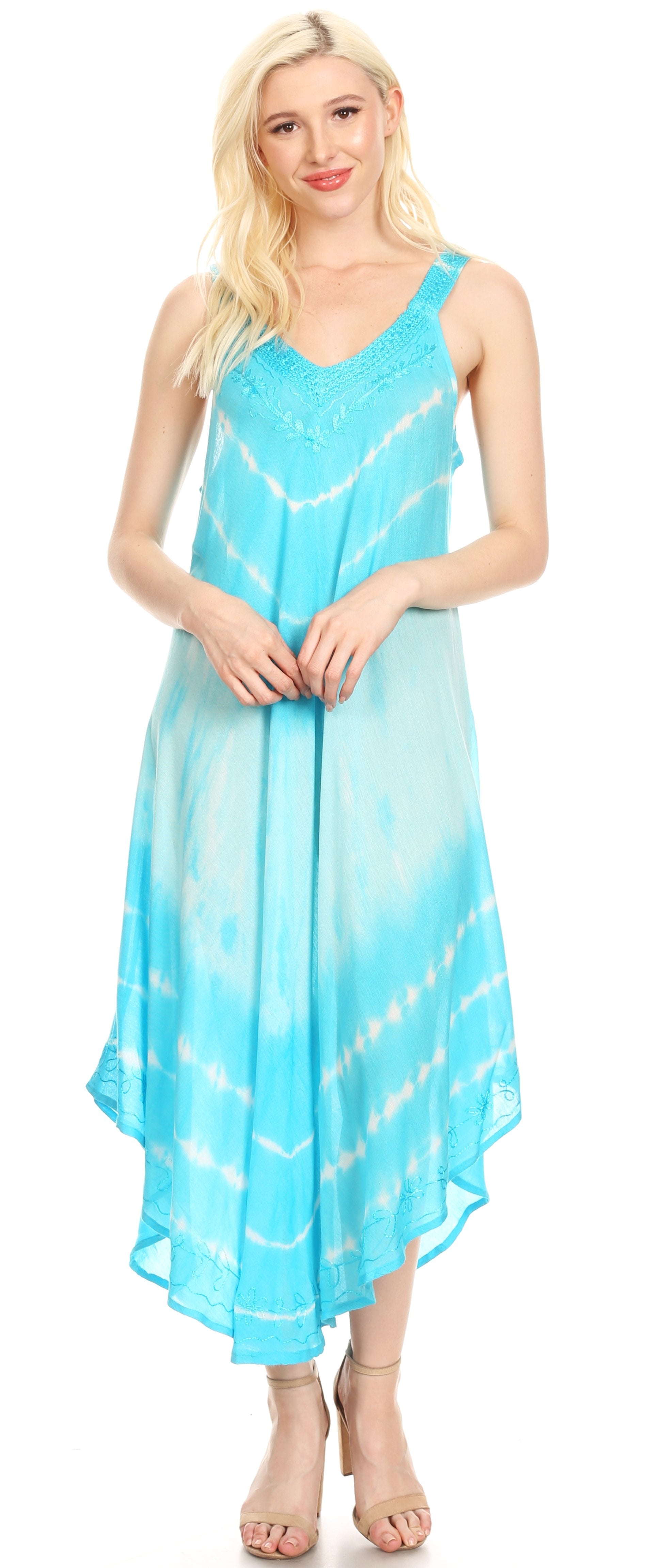 Sakkas - Liz Maxi Loose Sleeveless Summer Casual Tank Dress Cover-up Caftan