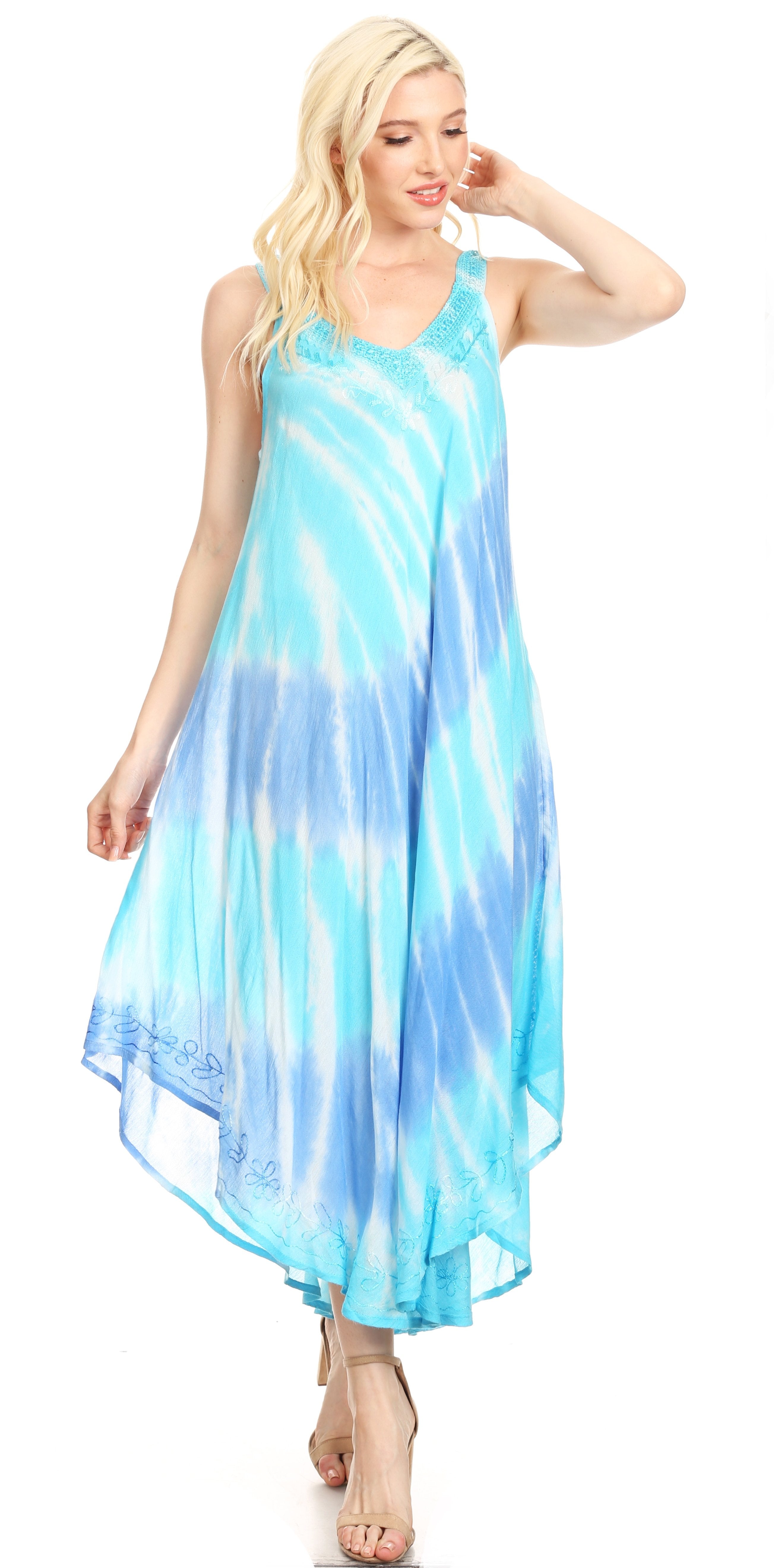 Sakkas - Liz Maxi Loose Sleeveless Summer Casual Tank Dress Cover-up Caftan