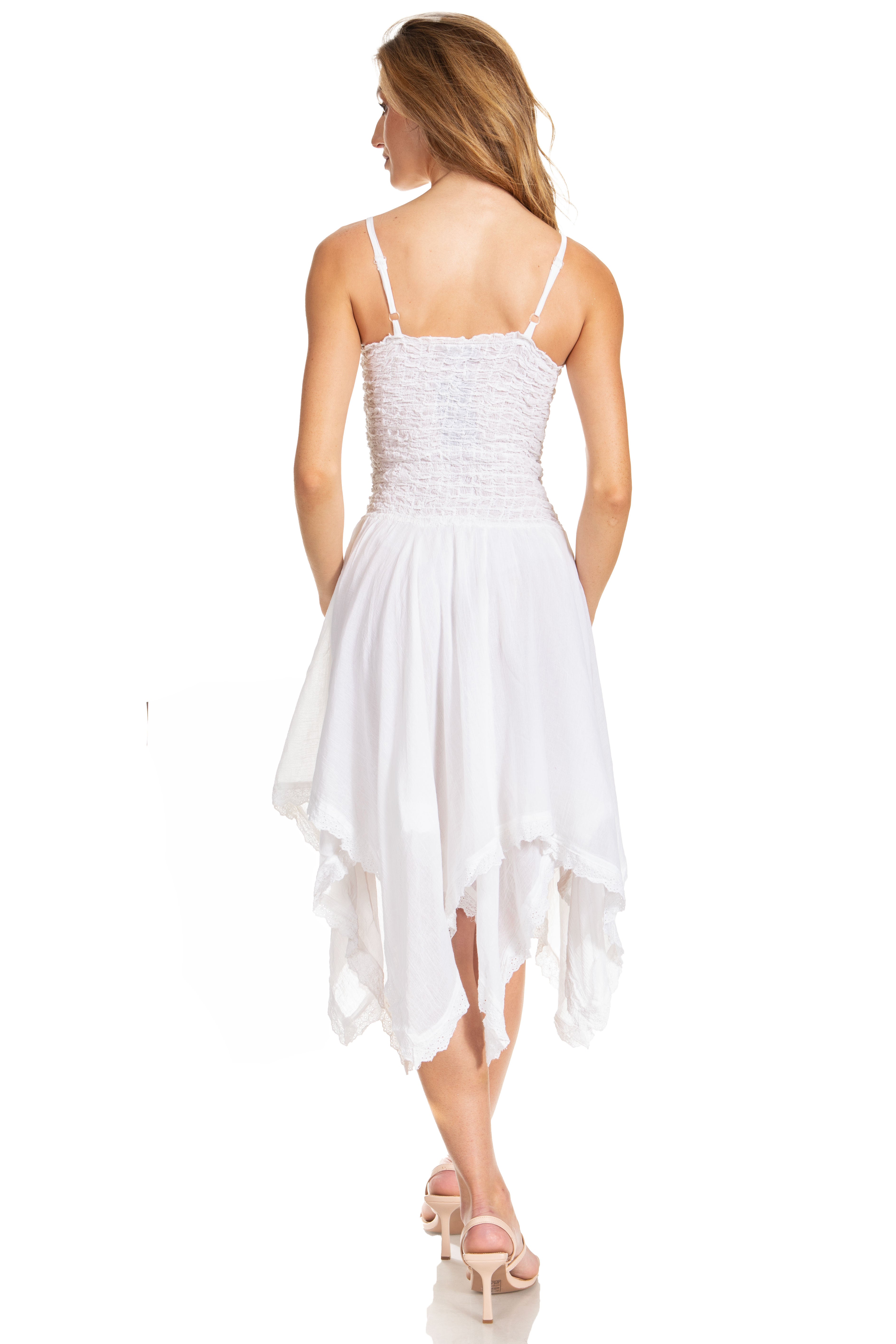 White dress with thin straps on a white background
