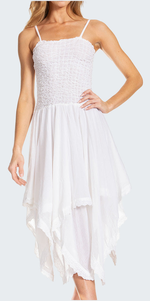 White dress with thin straps on a white background
