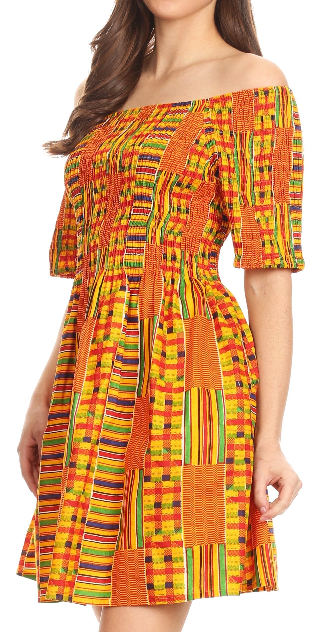 Sakkas - Ife Wax African Ankara Colorful Cocktail Short Dress