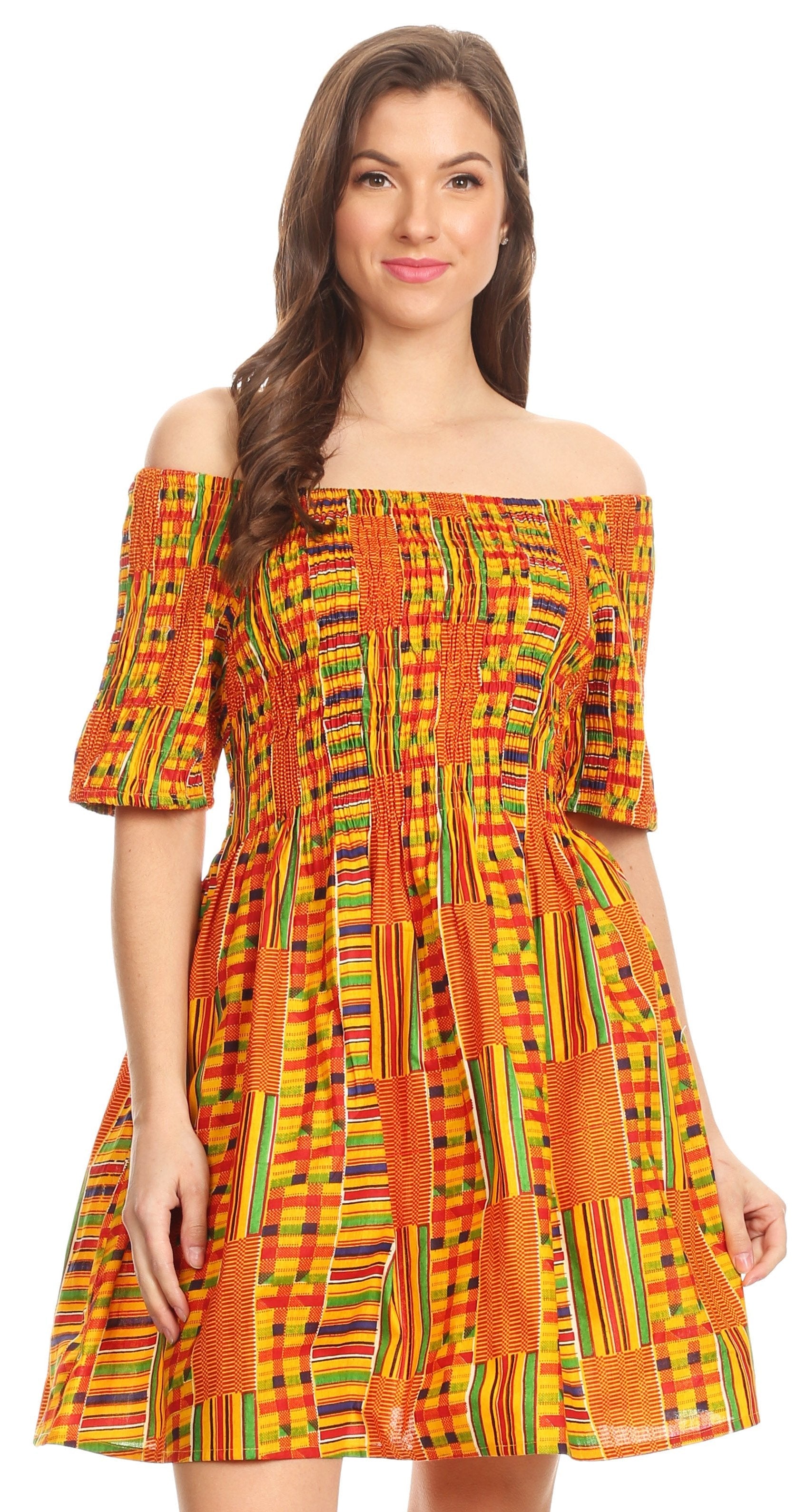Sakkas - Ife Wax African Ankara Colorful Cocktail Short Dress