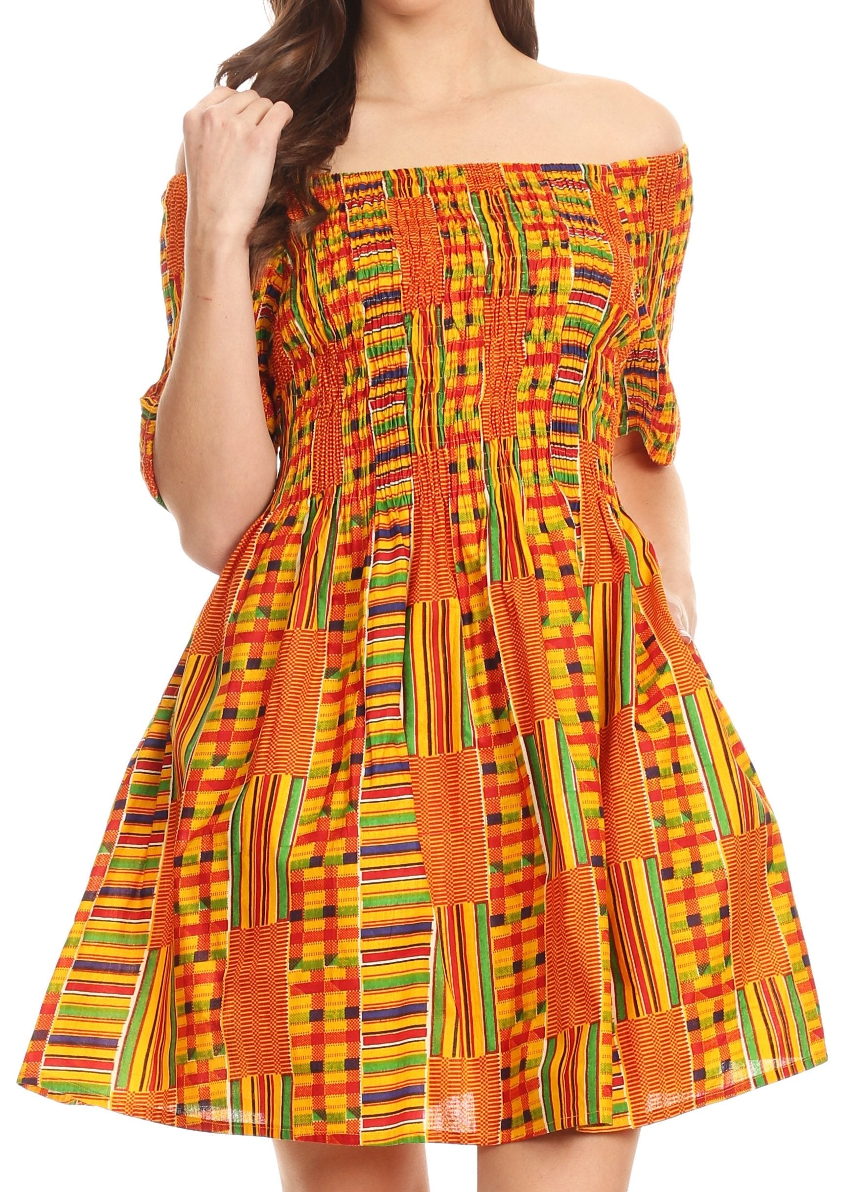 Sakkas - Ife Wax African Ankara Colorful Cocktail Short Dress
