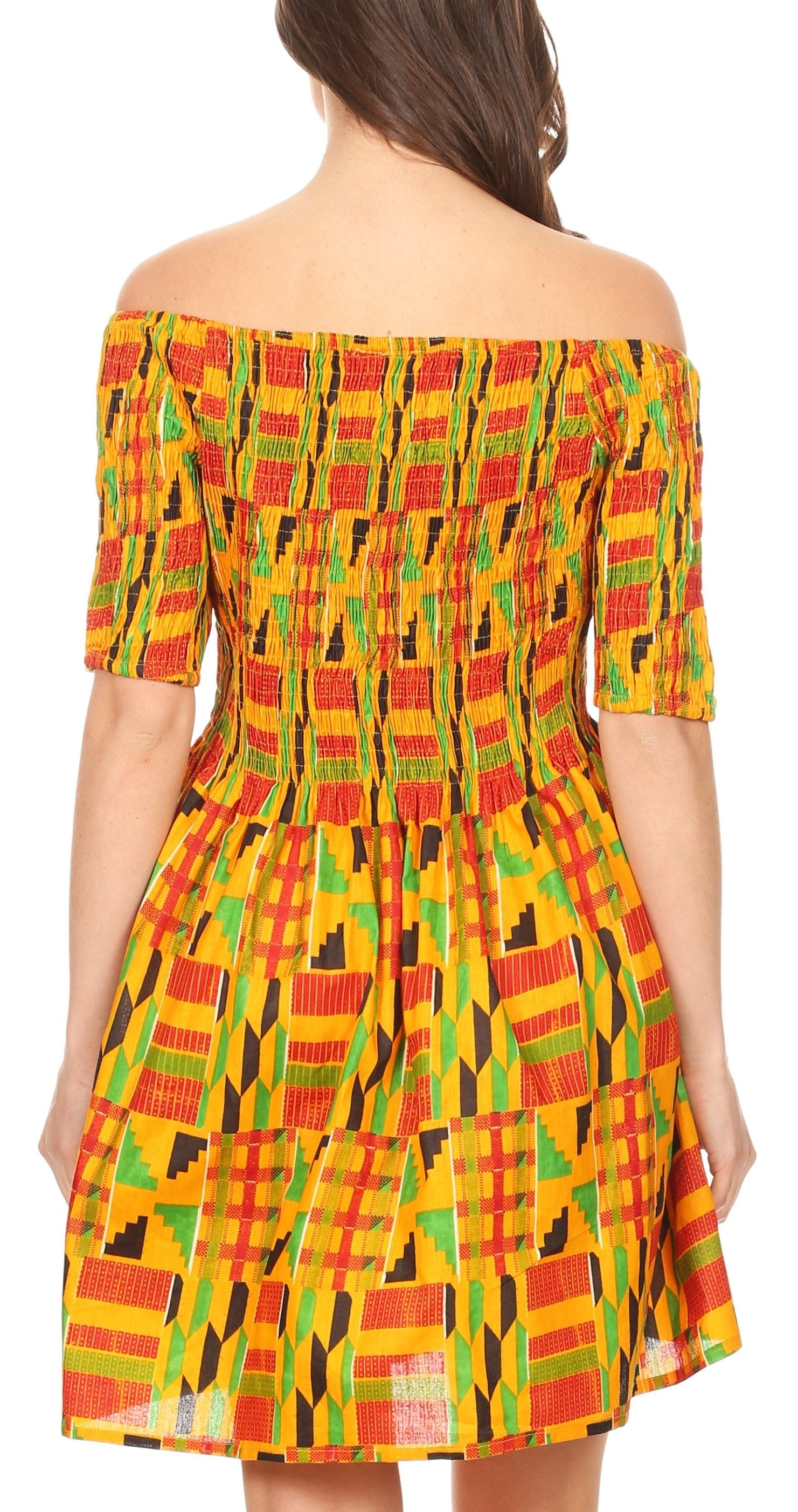 Sakkas - Ife Wax African Ankara Colorful Cocktail Short Dress