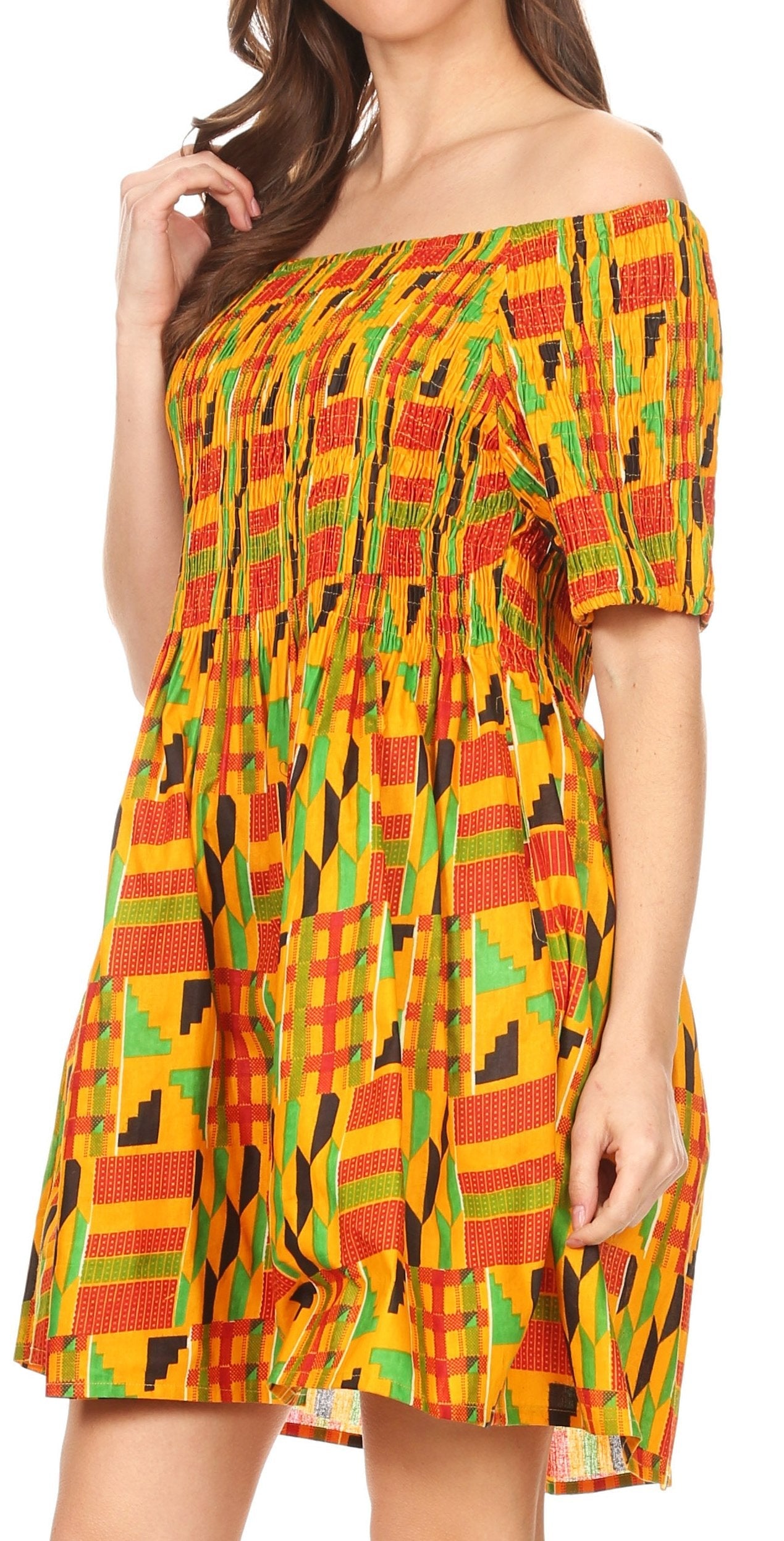 Sakkas - Ife Wax African Ankara Colorful Cocktail Short Dress