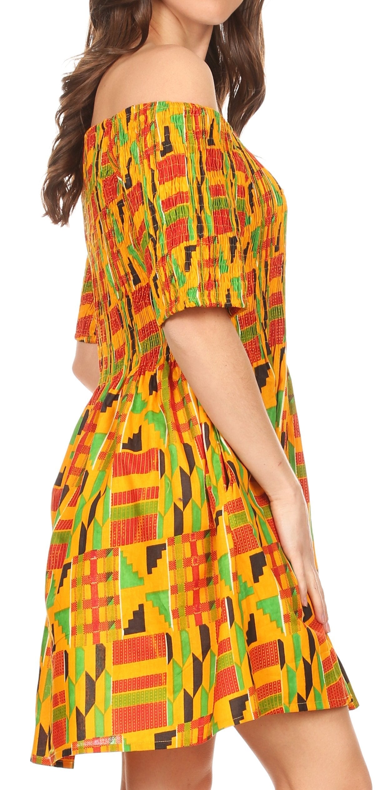 Sakkas - Ife Wax African Ankara Colorful Cocktail Short Dress
