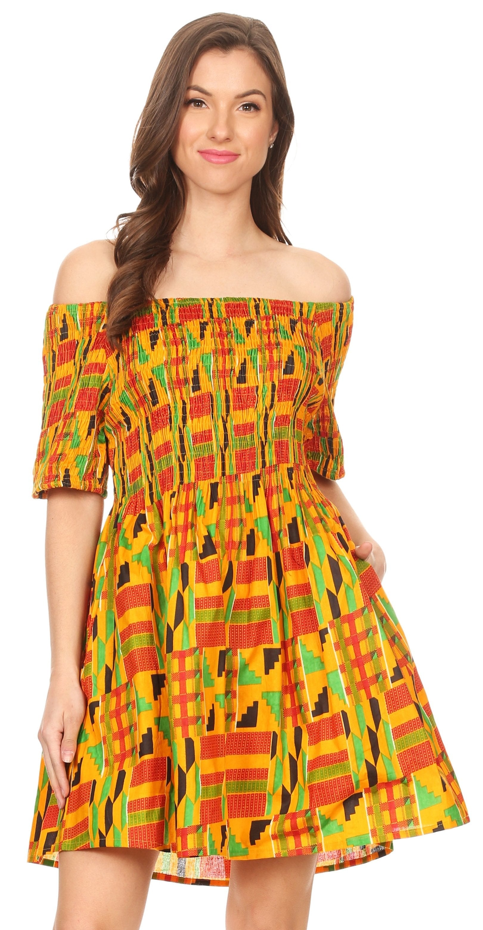 Sakkas - Ife Wax African Ankara Colorful Cocktail Short Dress