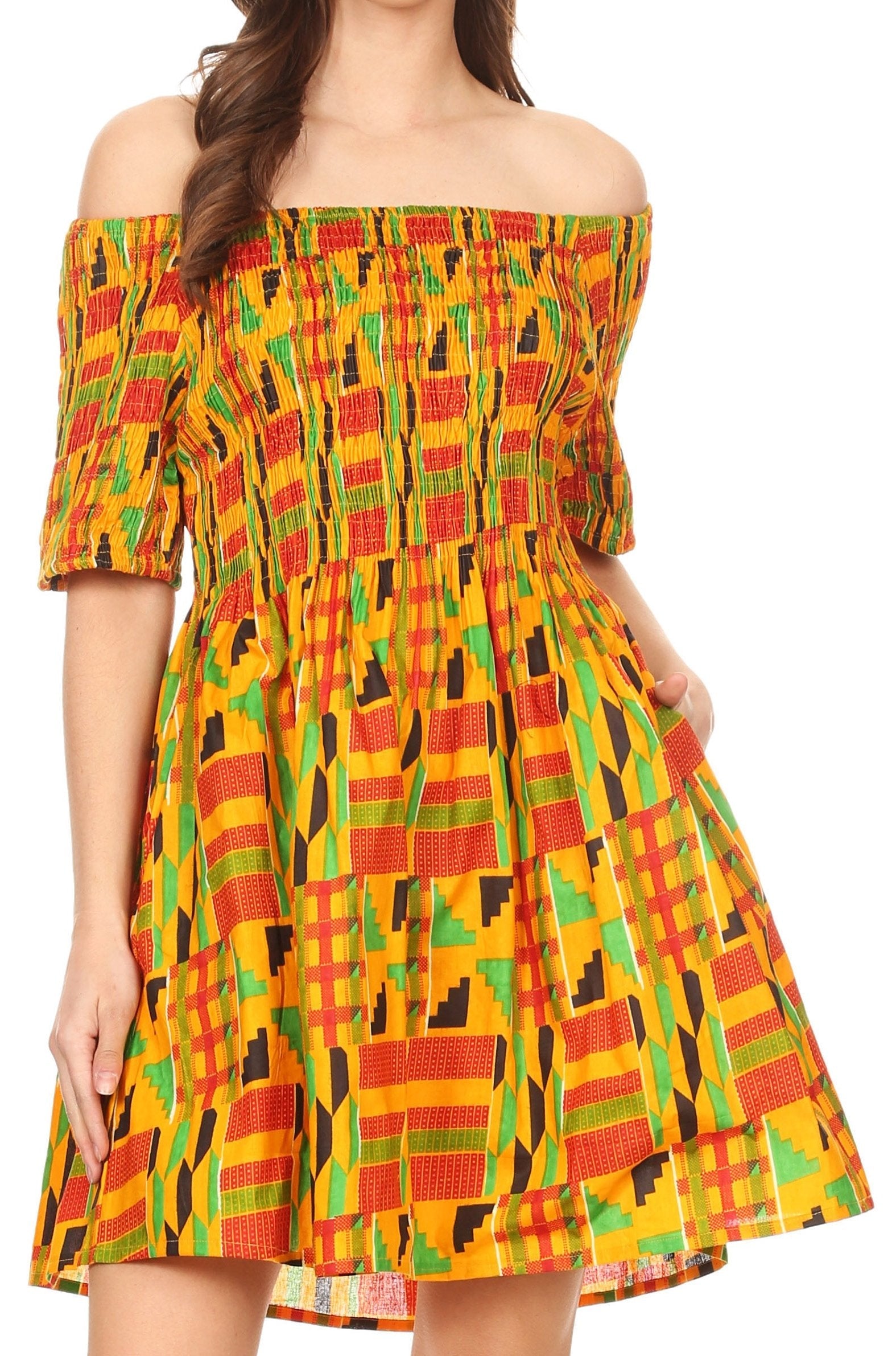 Sakkas - Ife Wax African Ankara Colorful Cocktail Short Dress