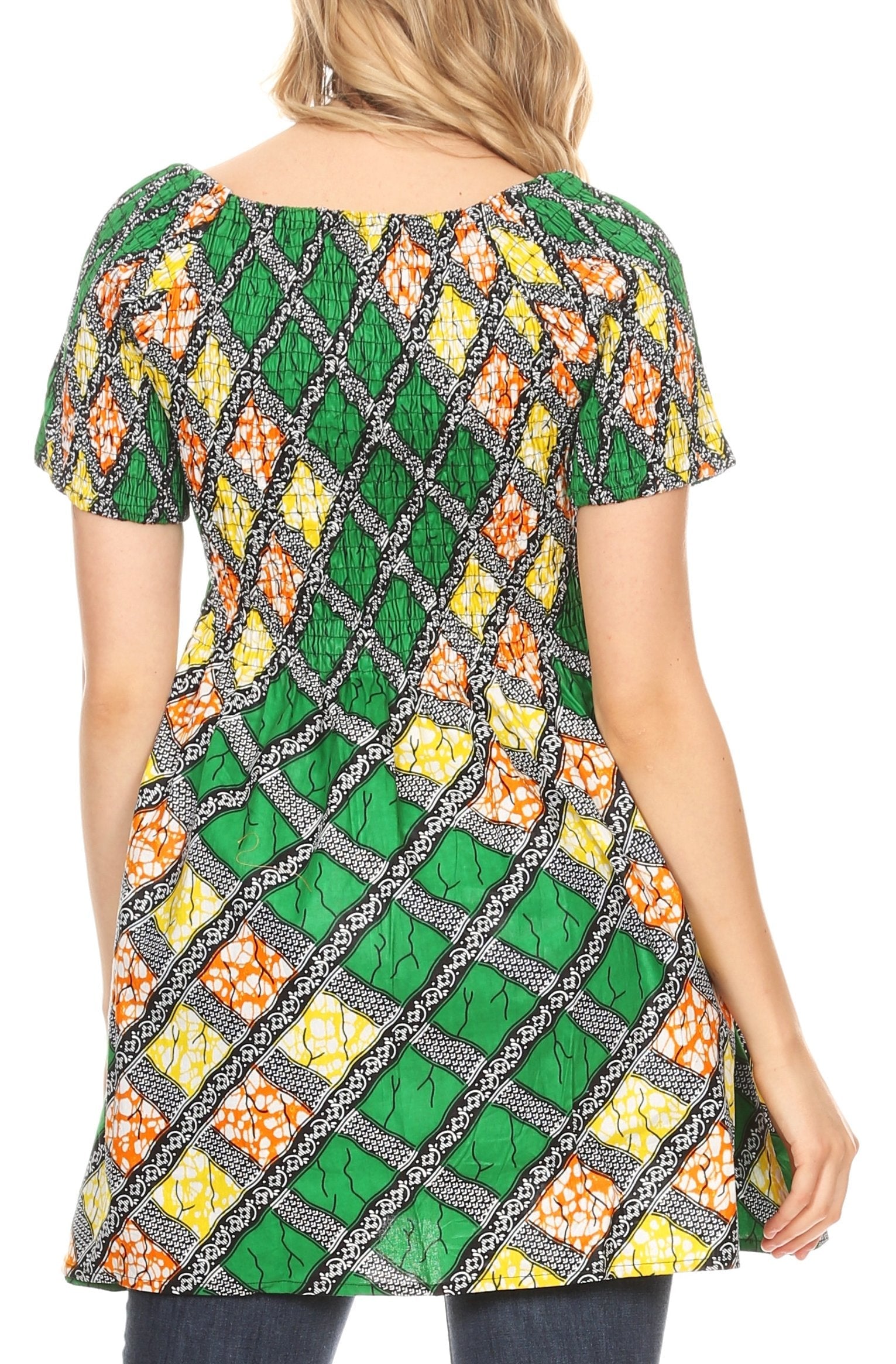 Sakkas - Ife Wax African Ankara Colorful Cocktail Short Dress