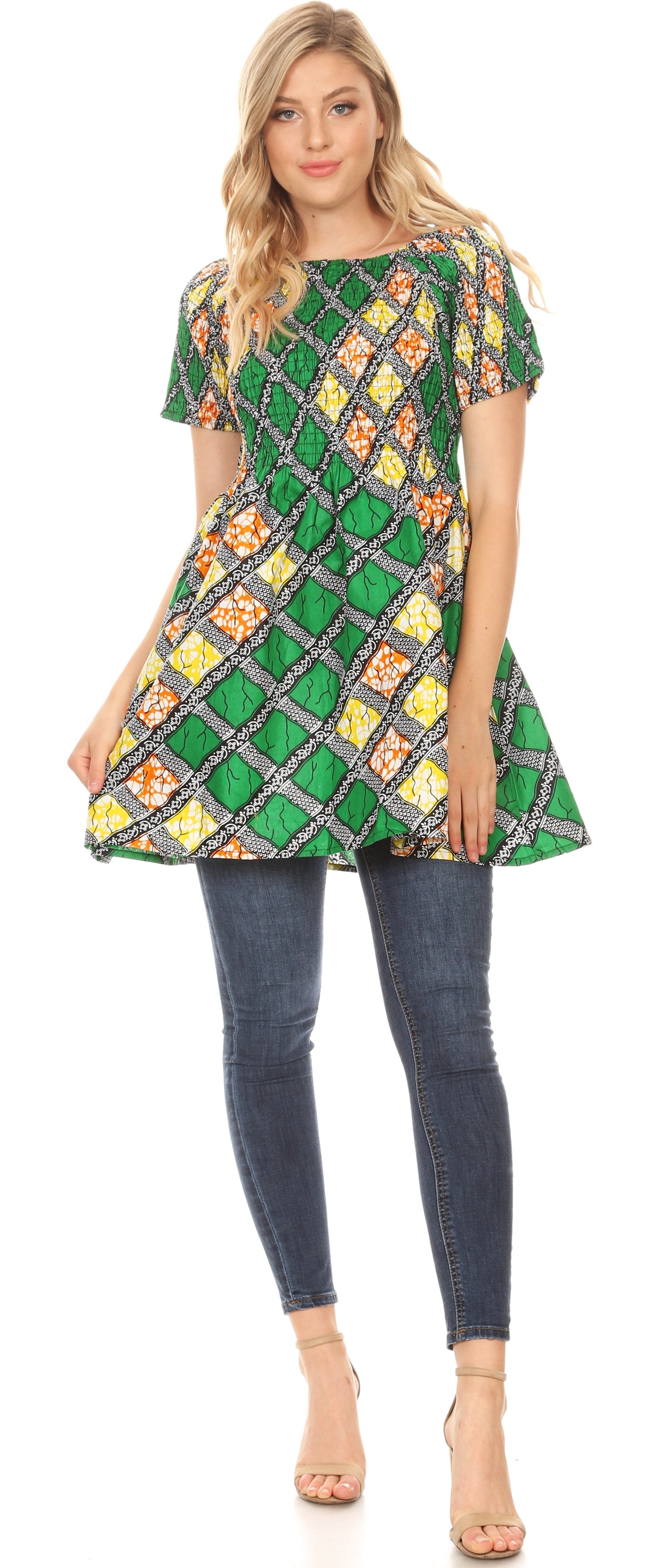 Sakkas - Ife Wax African Ankara Colorful Cocktail Short Dress