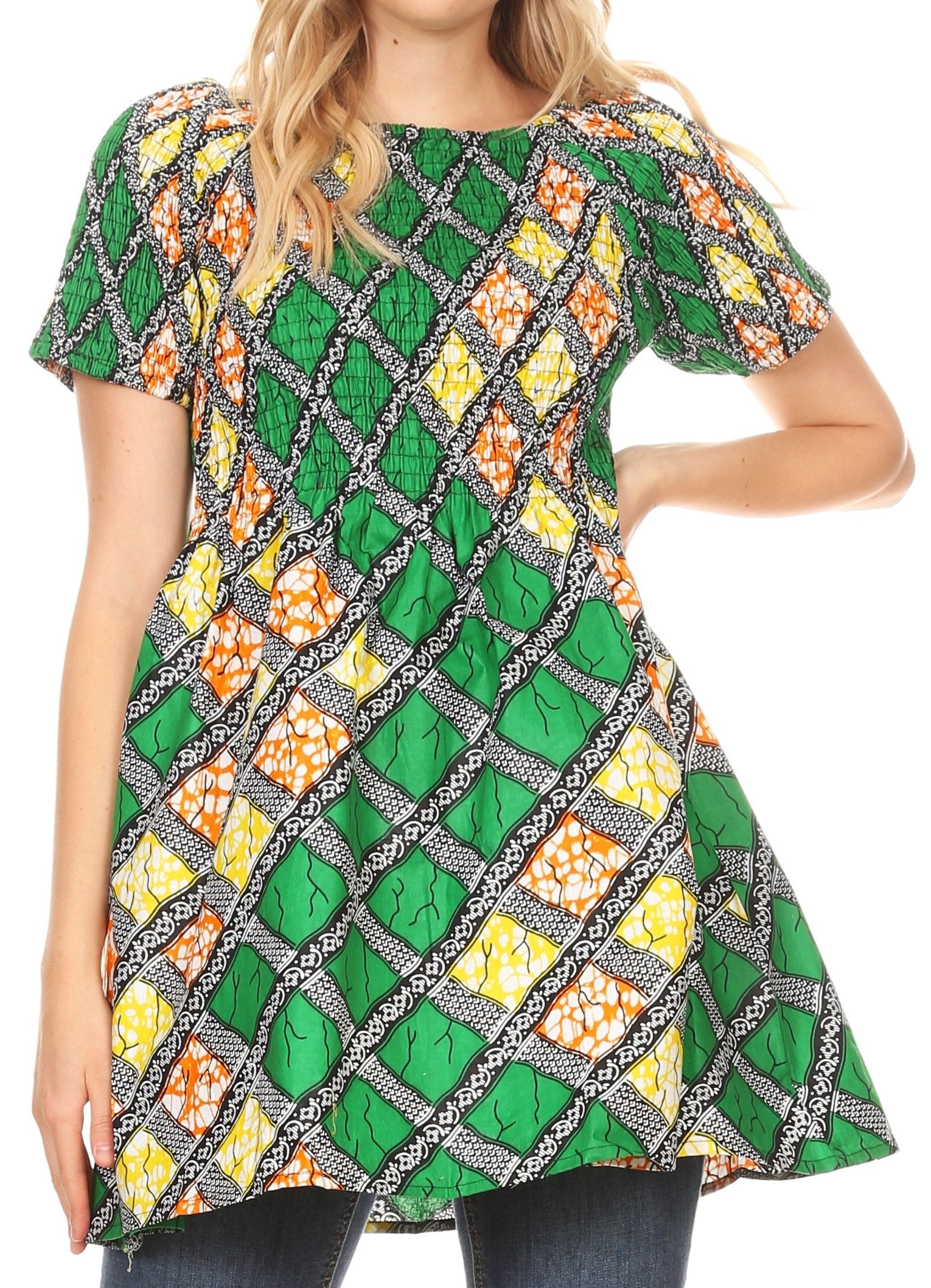 Sakkas - Ife Wax African Ankara Colorful Cocktail Short Dress