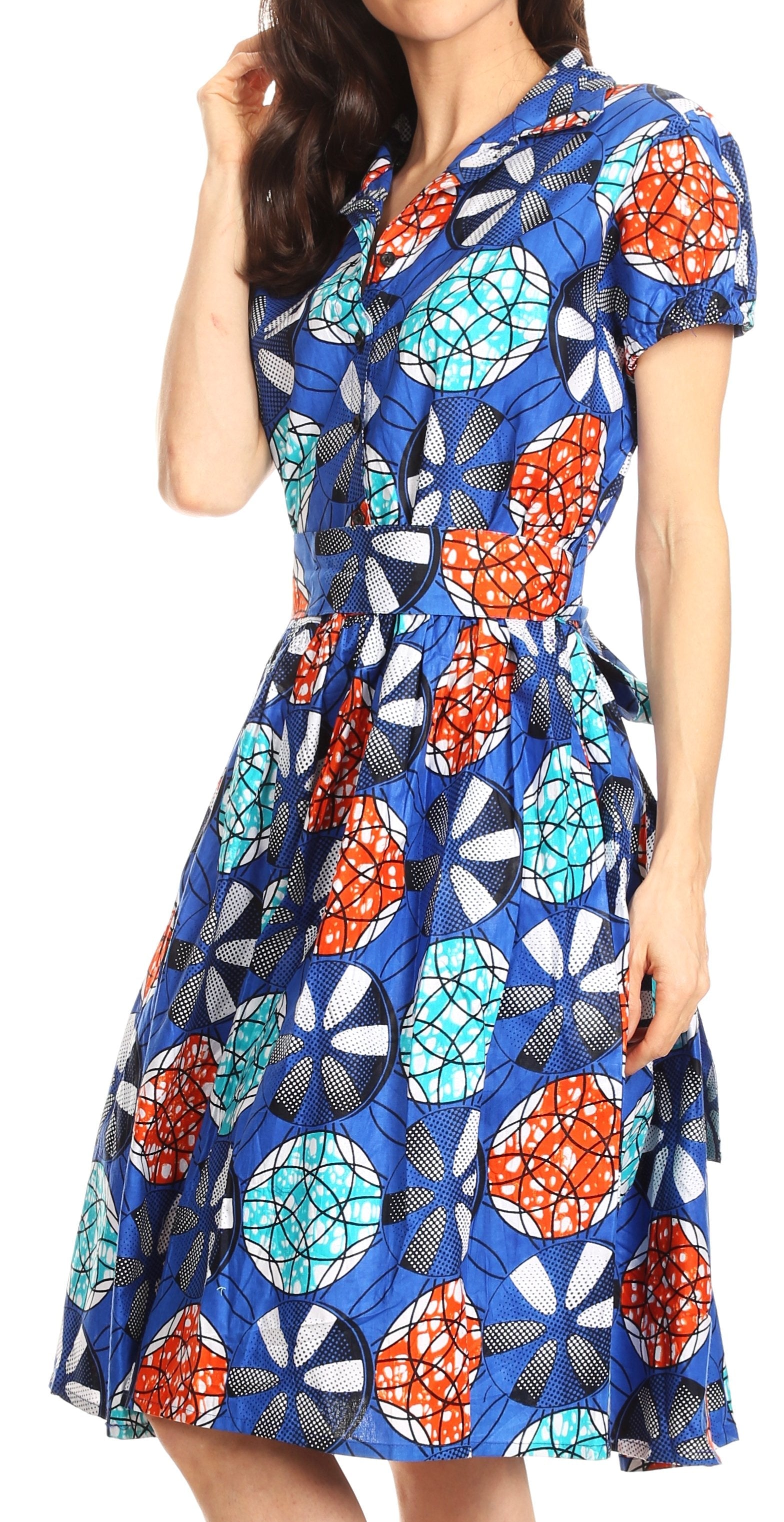 Sakkas - Ife Wax African Ankara Colorful Cocktail Short Dress