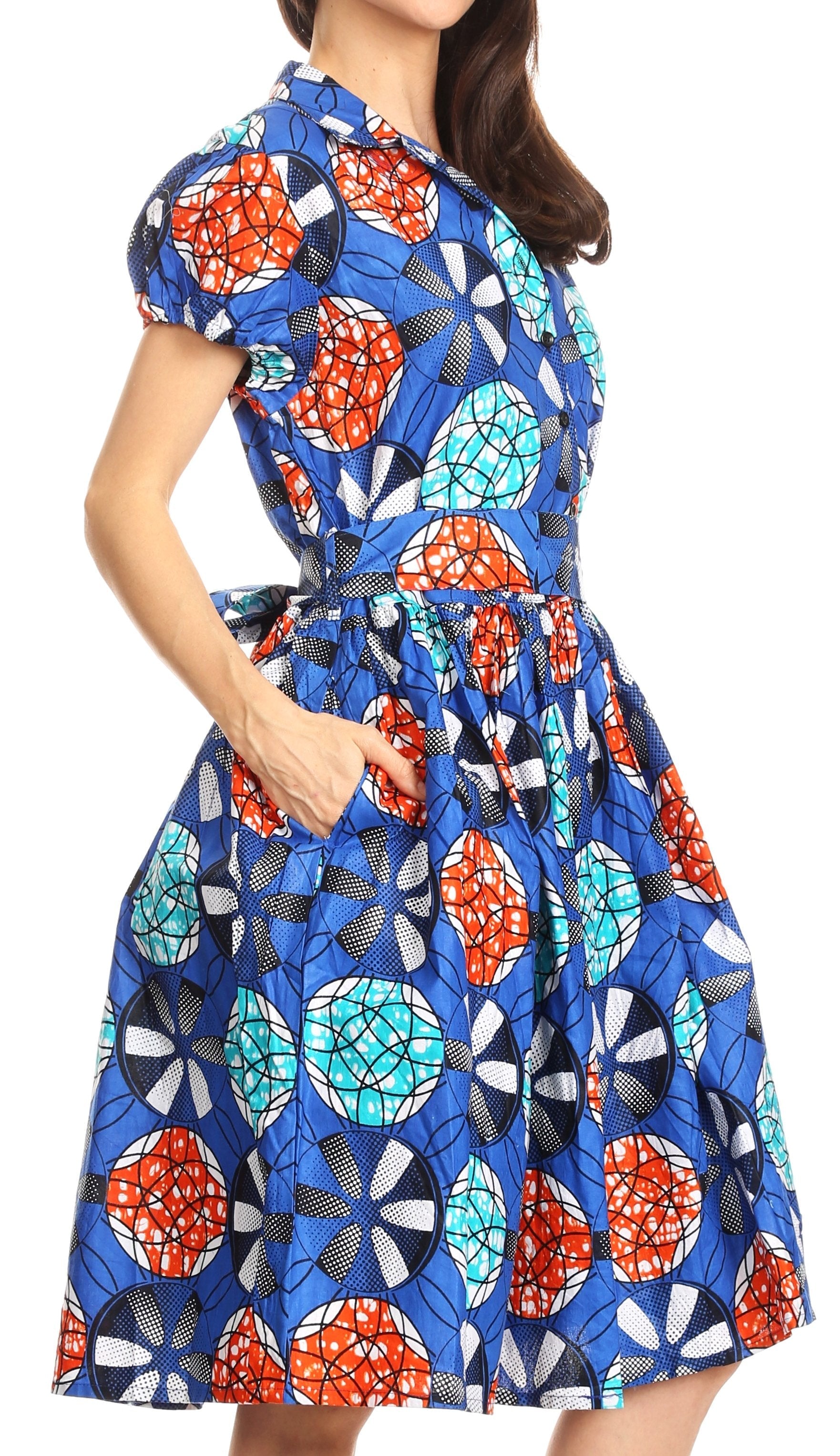 Sakkas - Ife Wax African Ankara Colorful Cocktail Short Dress