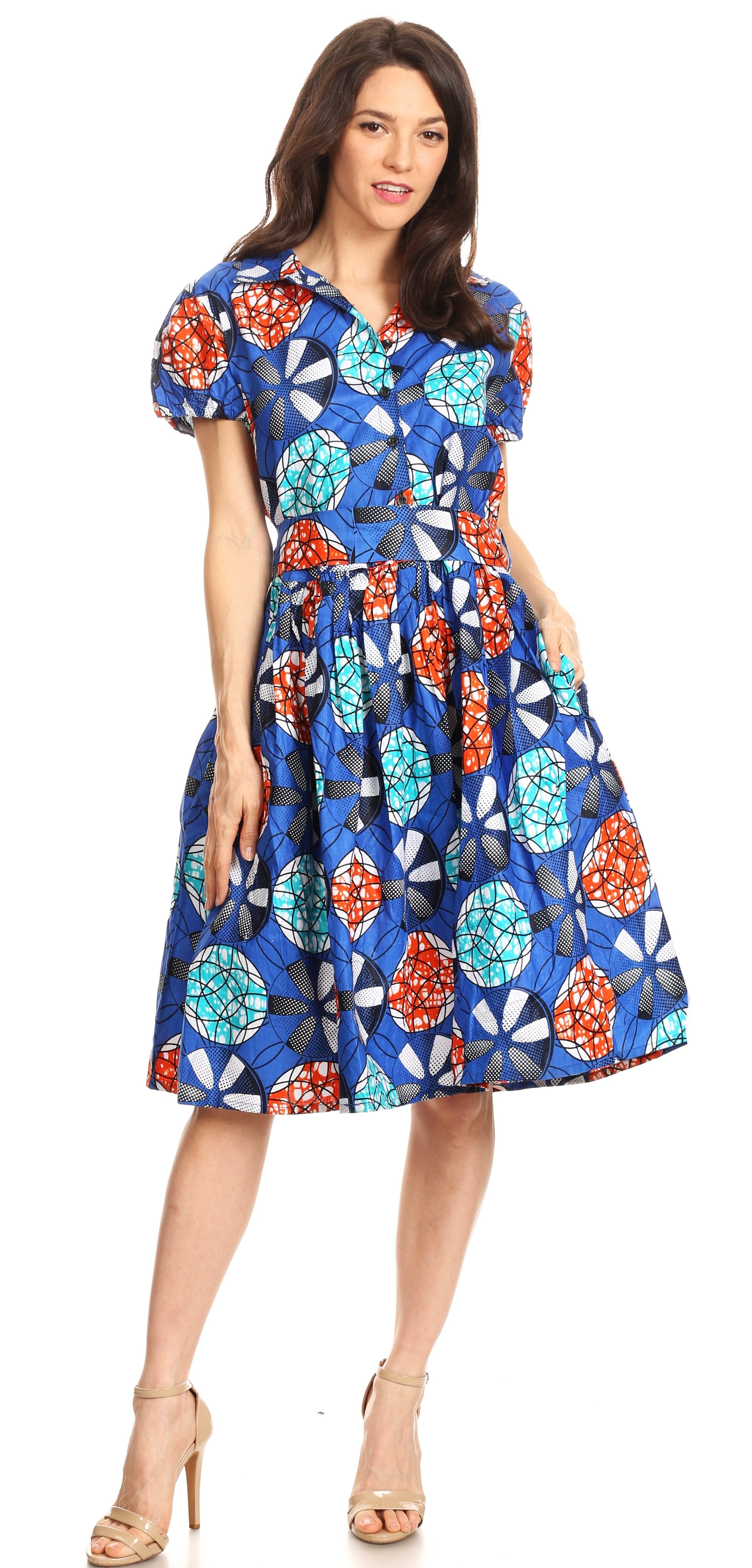 Sakkas - Ife Wax African Ankara Colorful Cocktail Short Dress