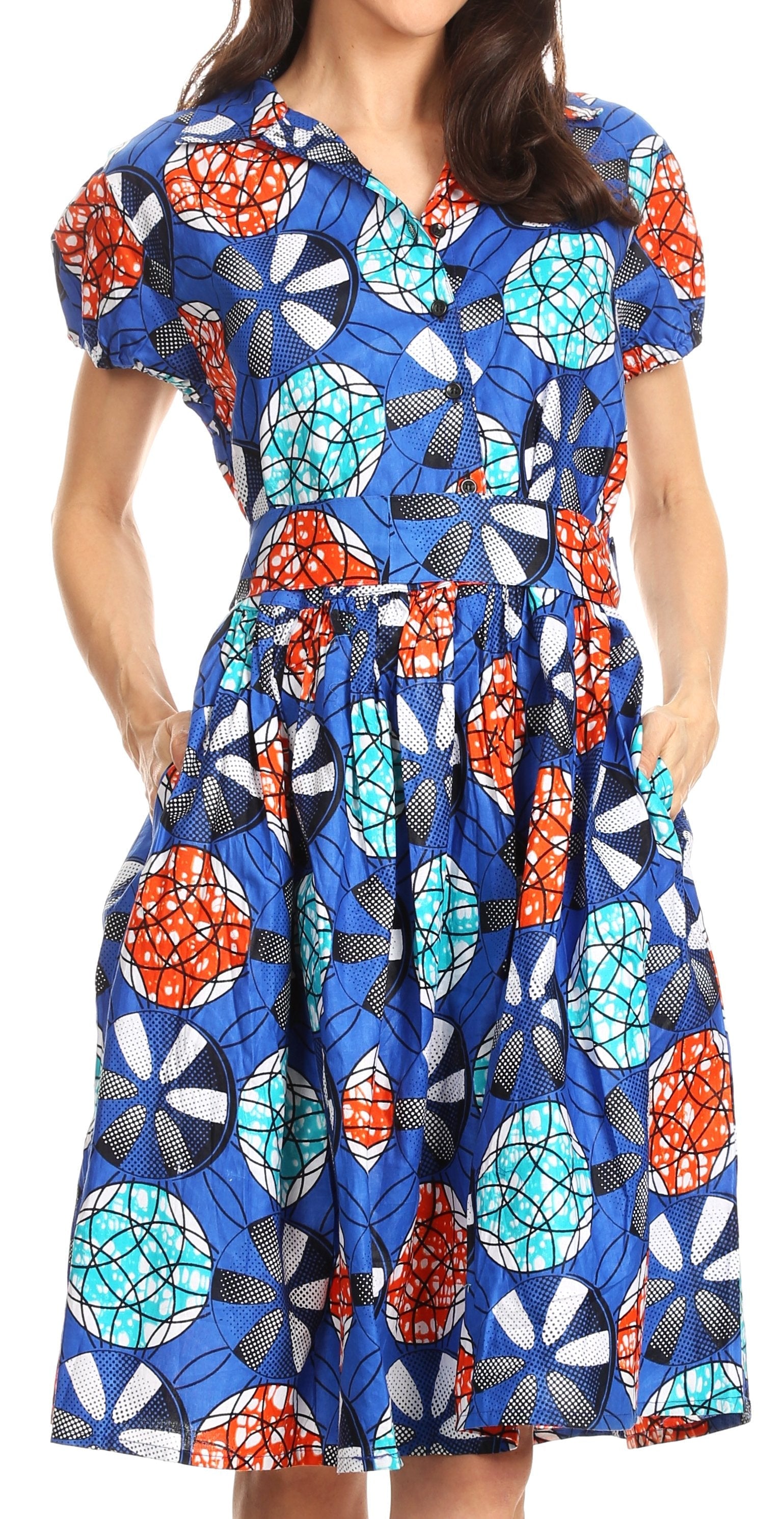 Sakkas - Ife Wax African Ankara Colorful Cocktail Short Dress