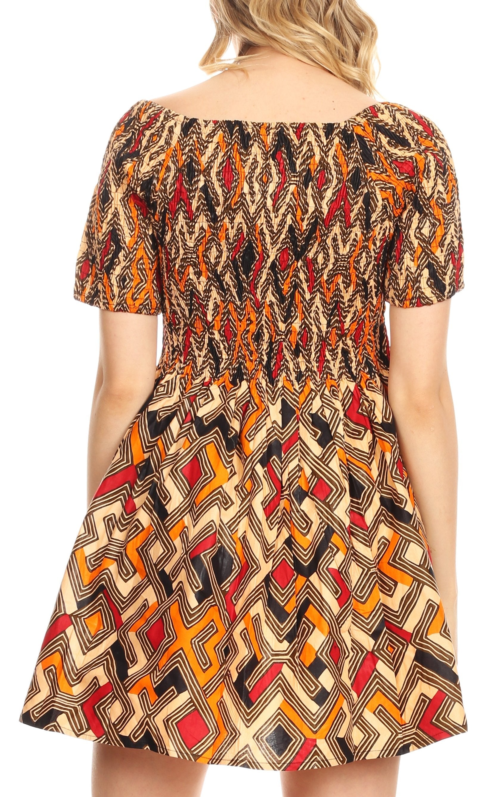 Sakkas - Ife Wax African Ankara Colorful Cocktail Short Dress