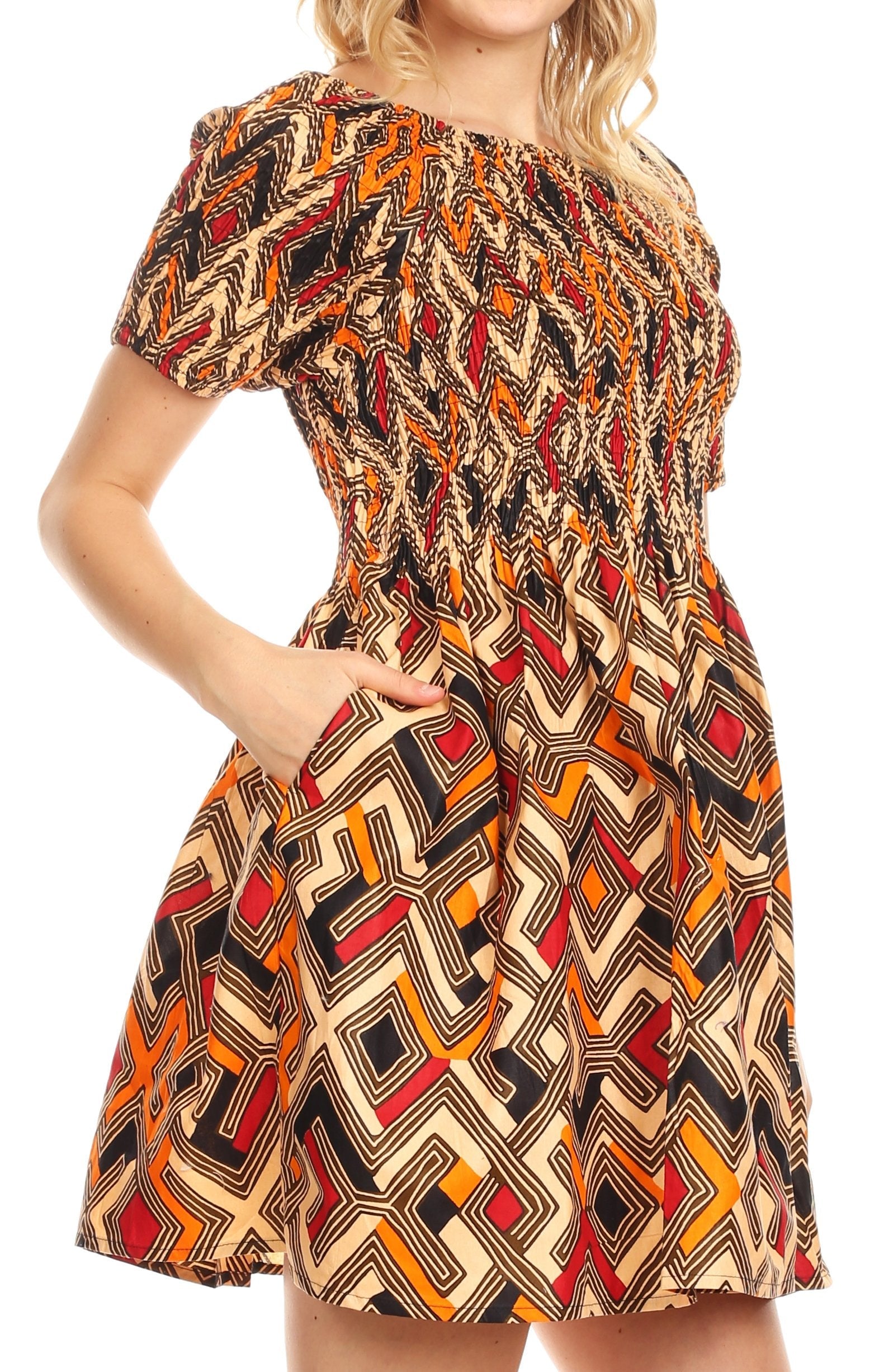Sakkas - Ife Wax African Ankara Colorful Cocktail Short Dress