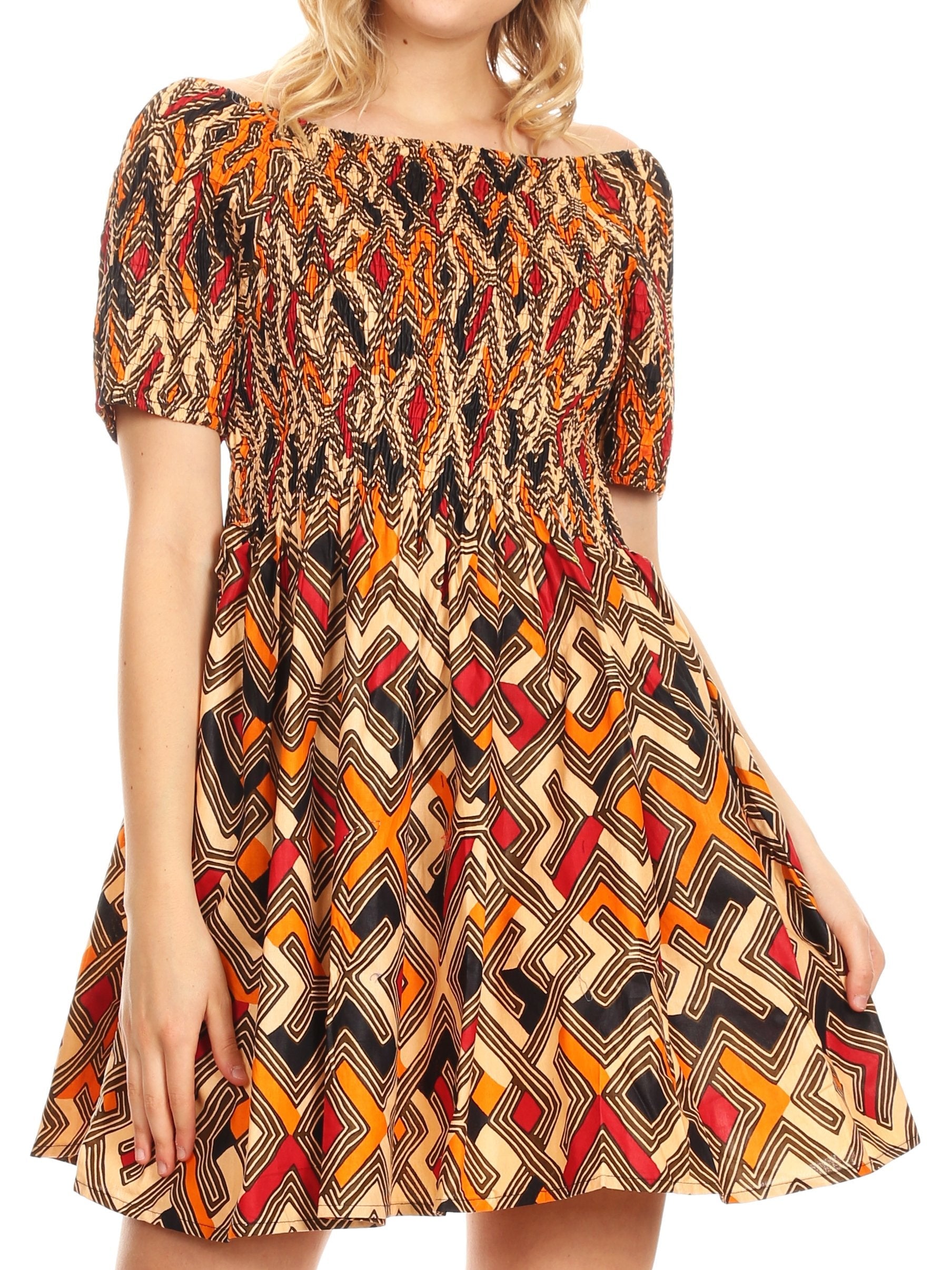 Sakkas - Ife Wax African Ankara Colorful Cocktail Short Dress