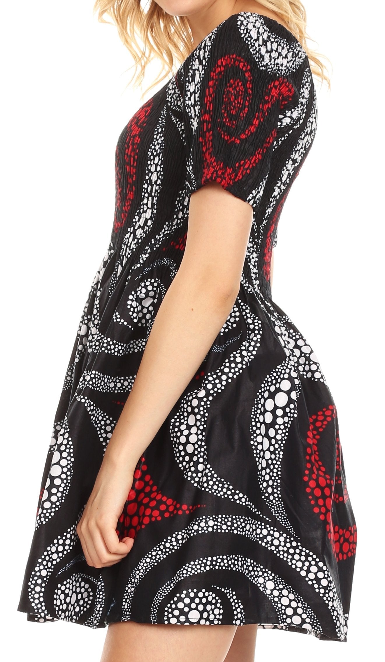 Sakkas - Ife Wax African Ankara Colorful Cocktail Short Dress