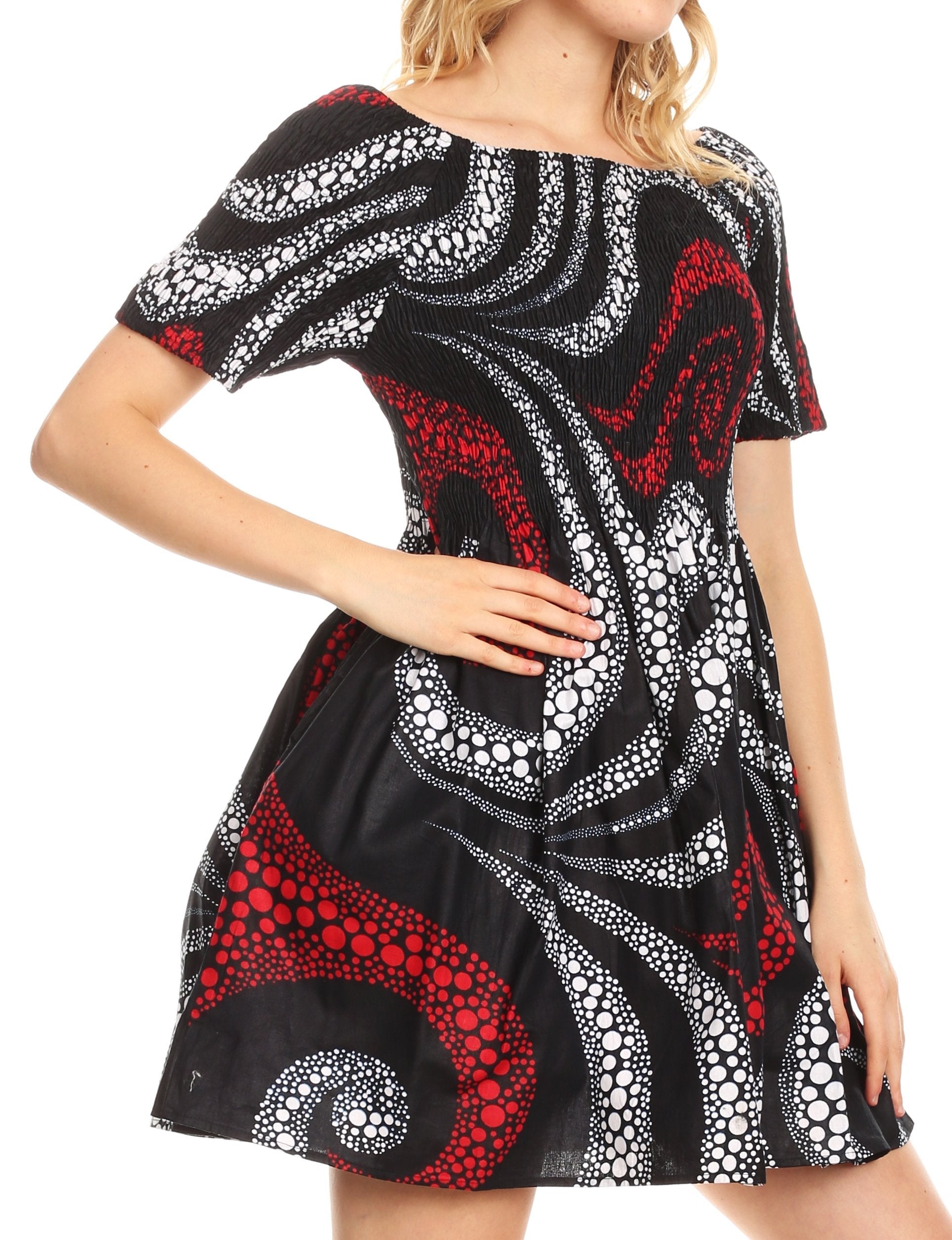 Sakkas - Ife Wax African Ankara Colorful Cocktail Short Dress