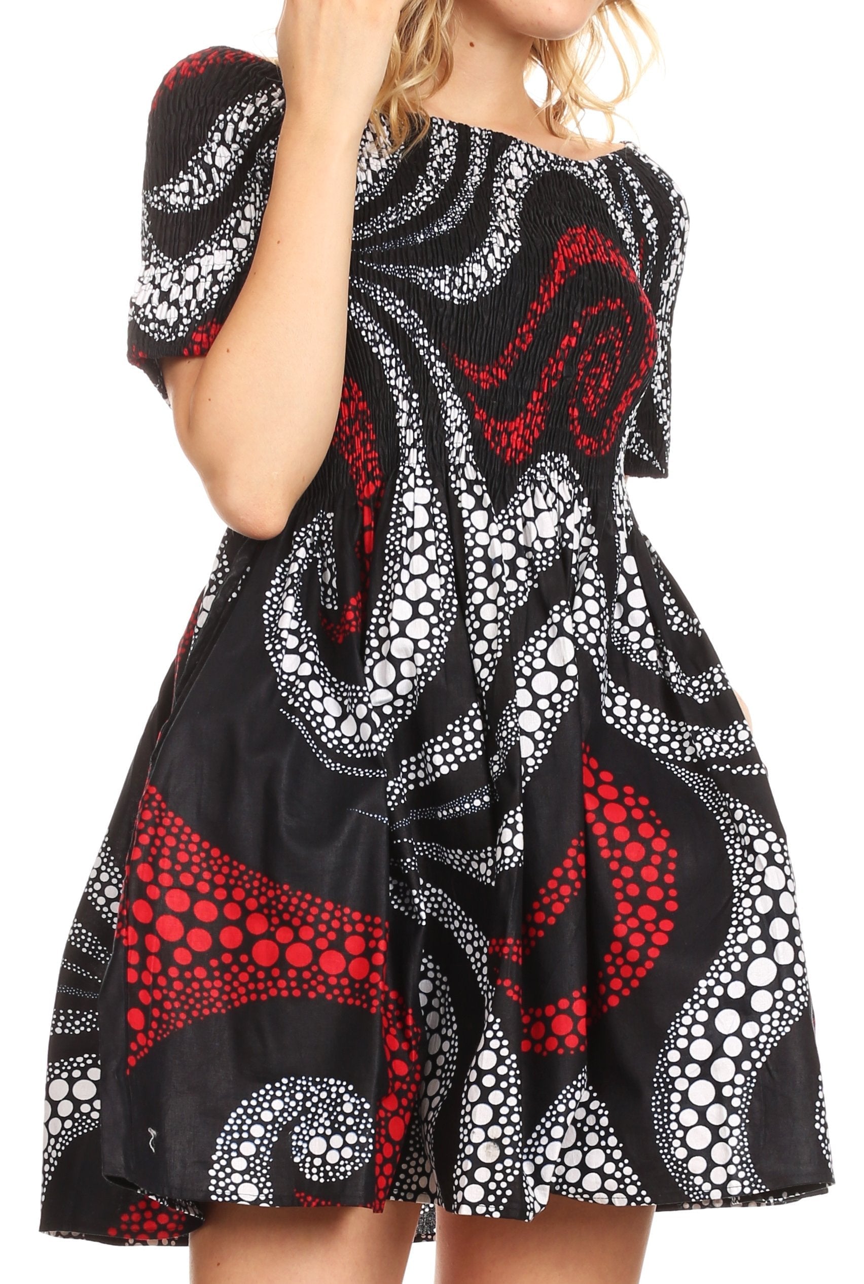Sakkas - Ife Wax African Ankara Colorful Cocktail Short Dress