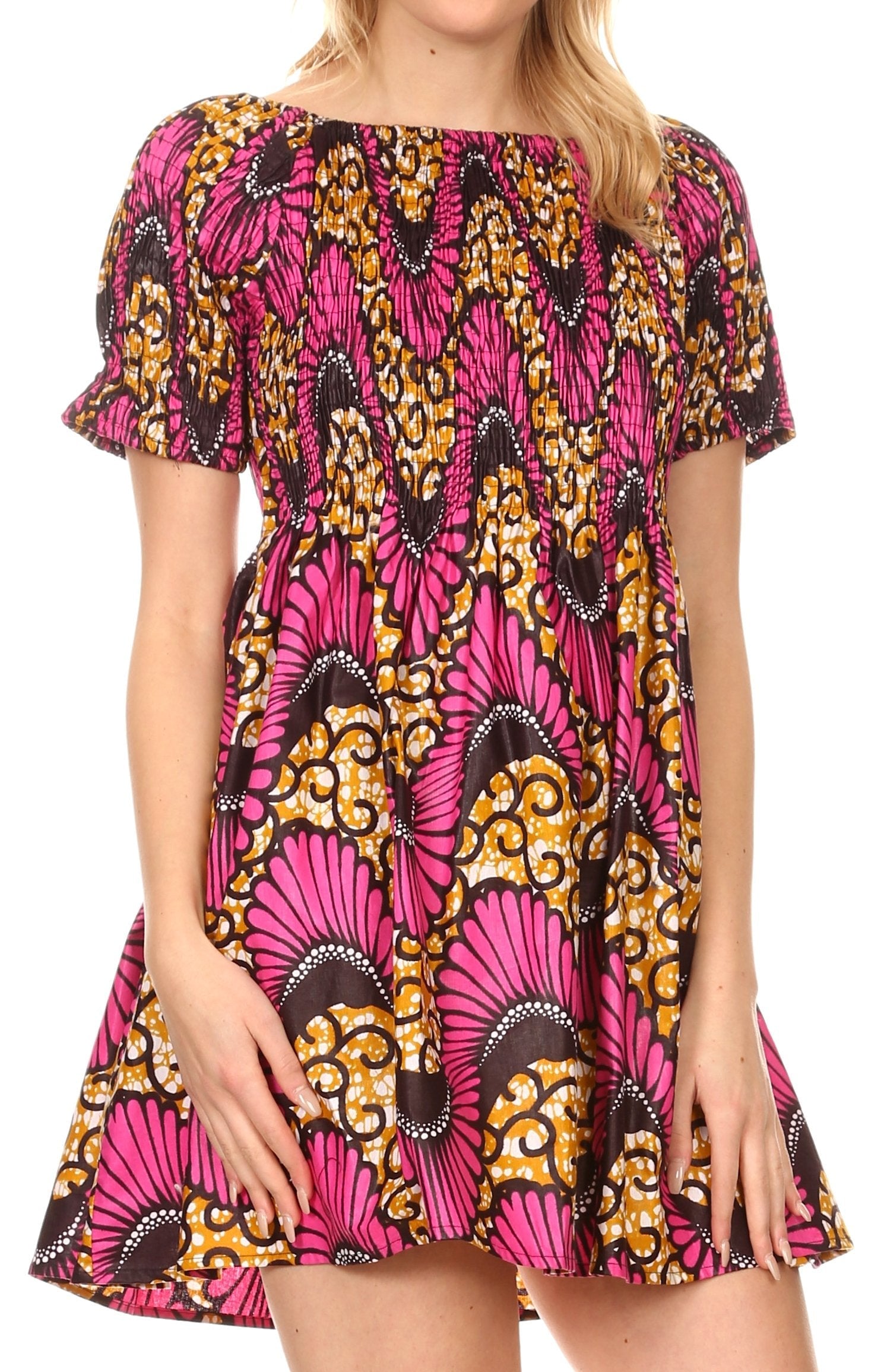 Sakkas - Ife Wax African Ankara Colorful Cocktail Short Dress