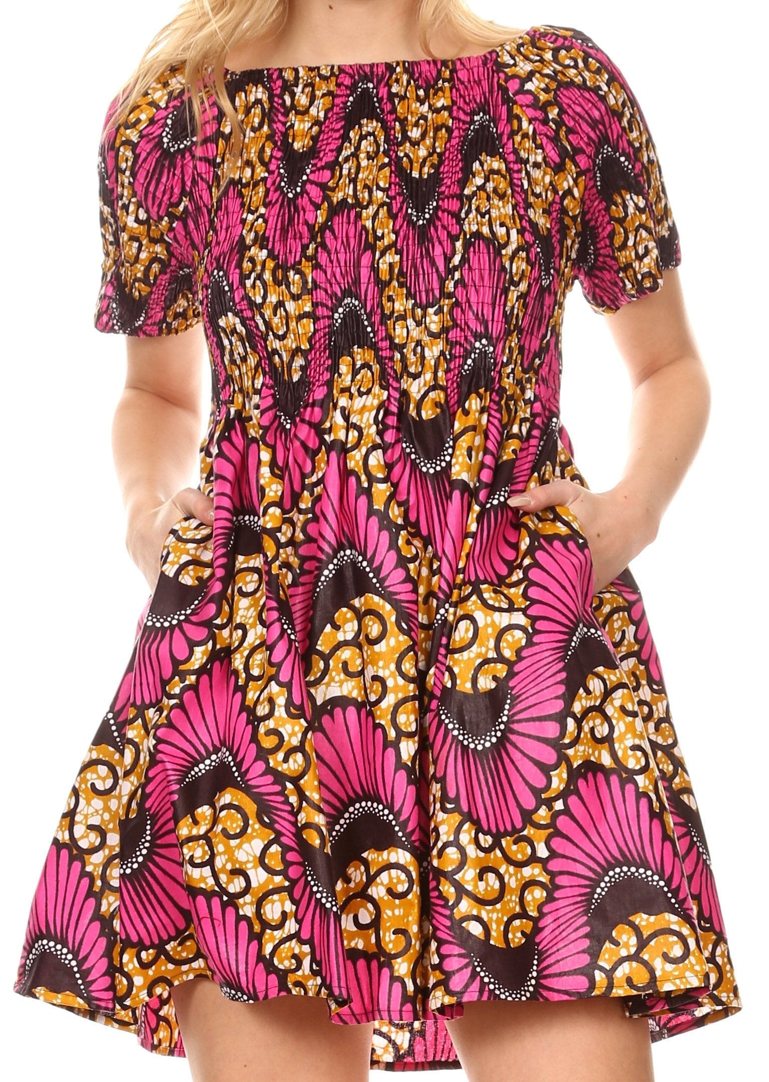 Sakkas - Ife Wax African Ankara Colorful Cocktail Short Dress