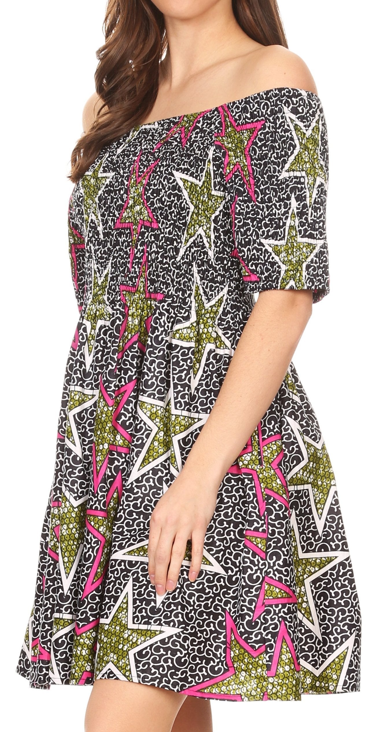 Sakkas - Ife Wax African Ankara Colorful Cocktail Short Dress