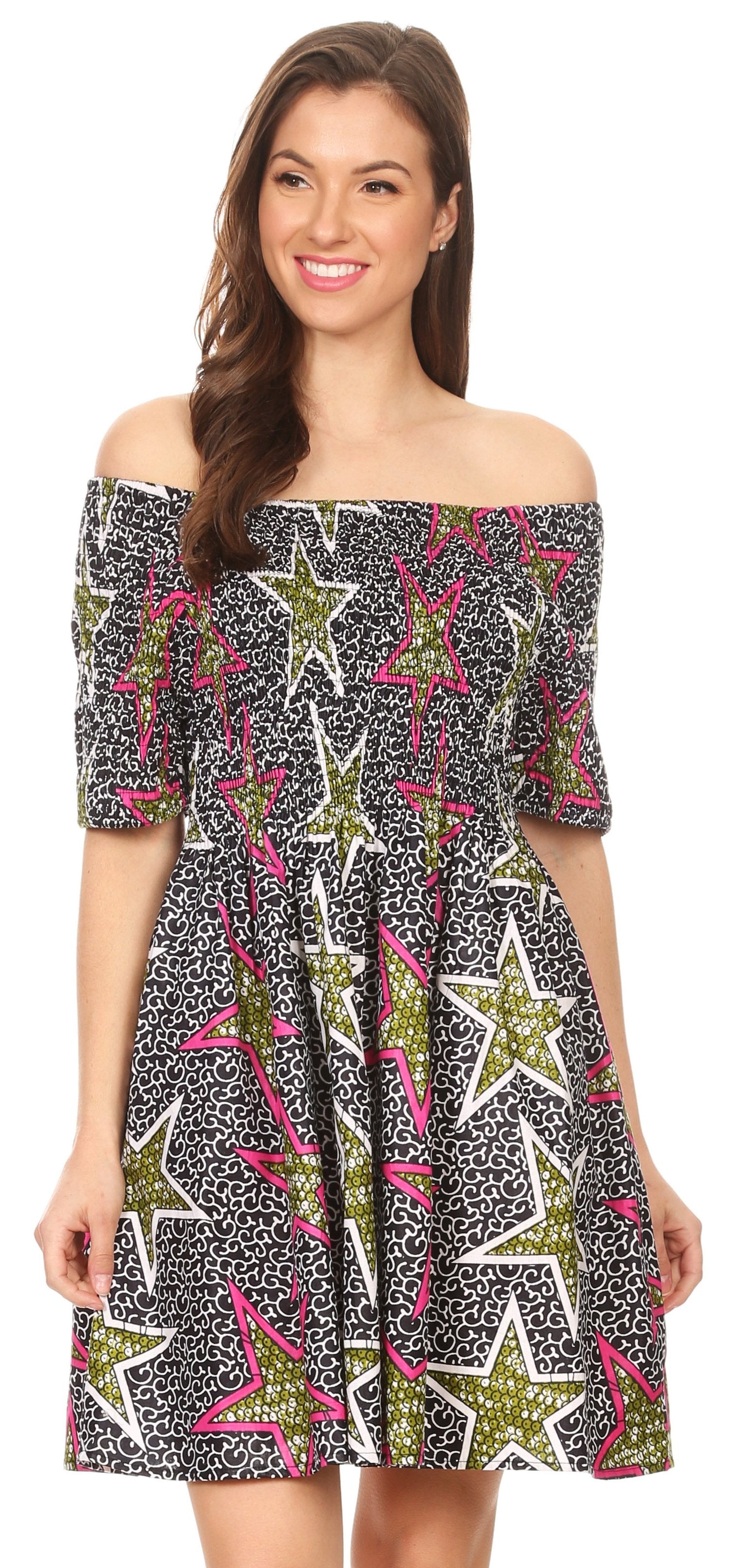 Sakkas - Ife Wax African Ankara Colorful Cocktail Short Dress