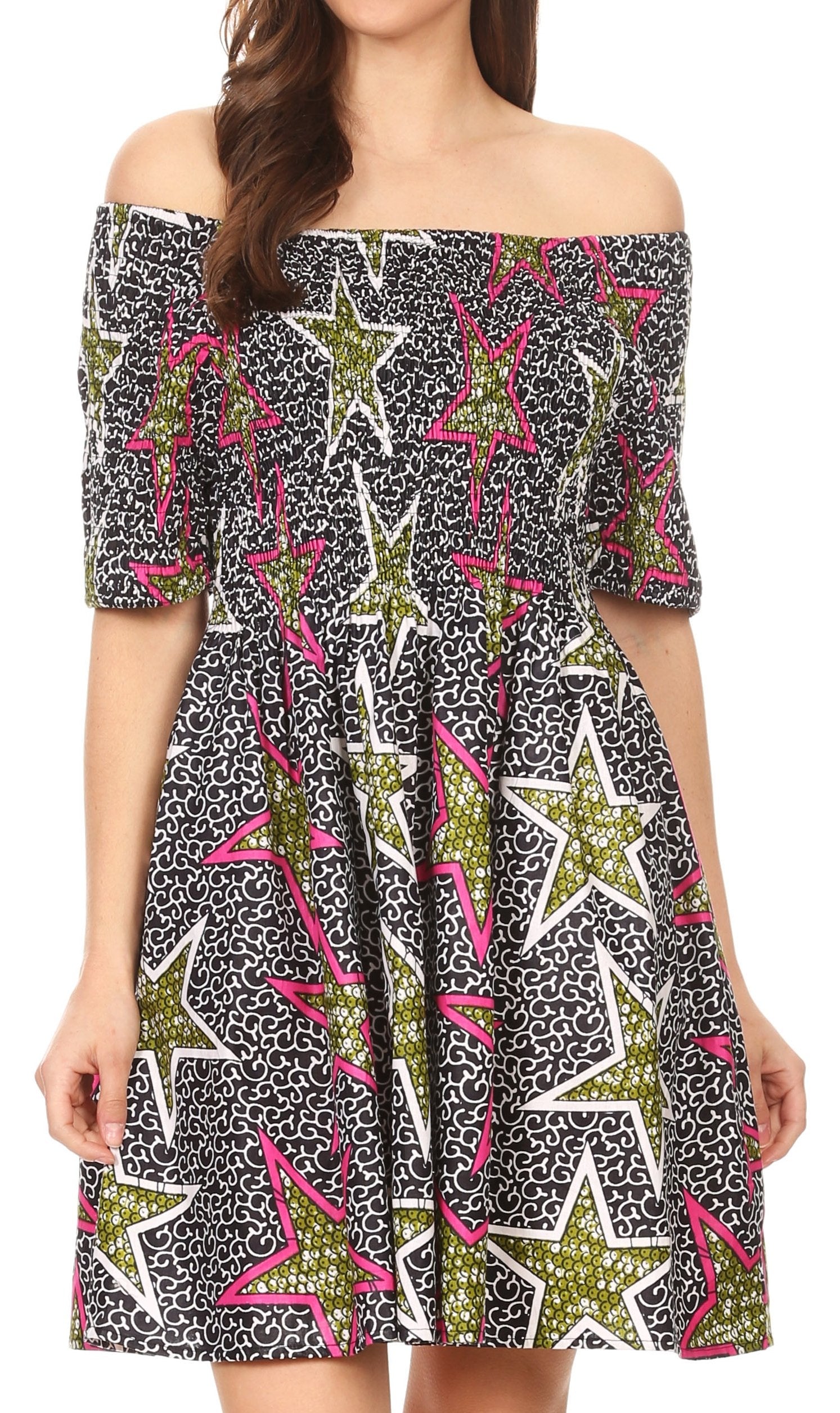 Sakkas - Ife Wax African Ankara Colorful Cocktail Short Dress