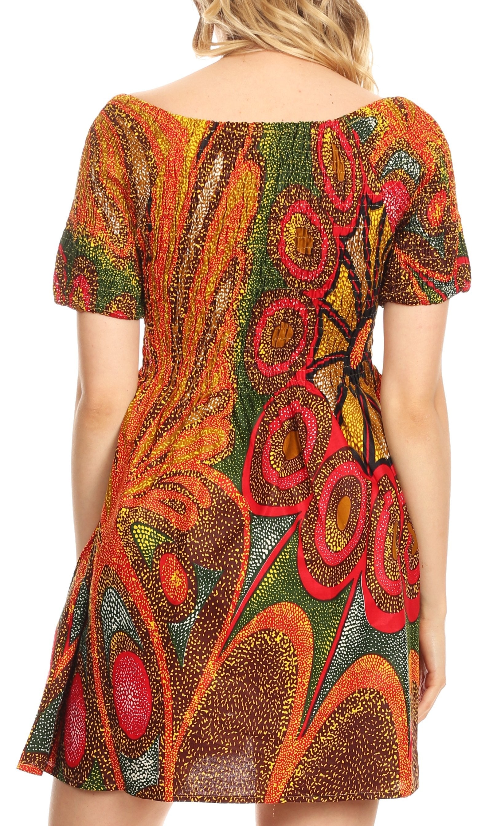 Sakkas - Ife Wax African Ankara Colorful Cocktail Short Dress