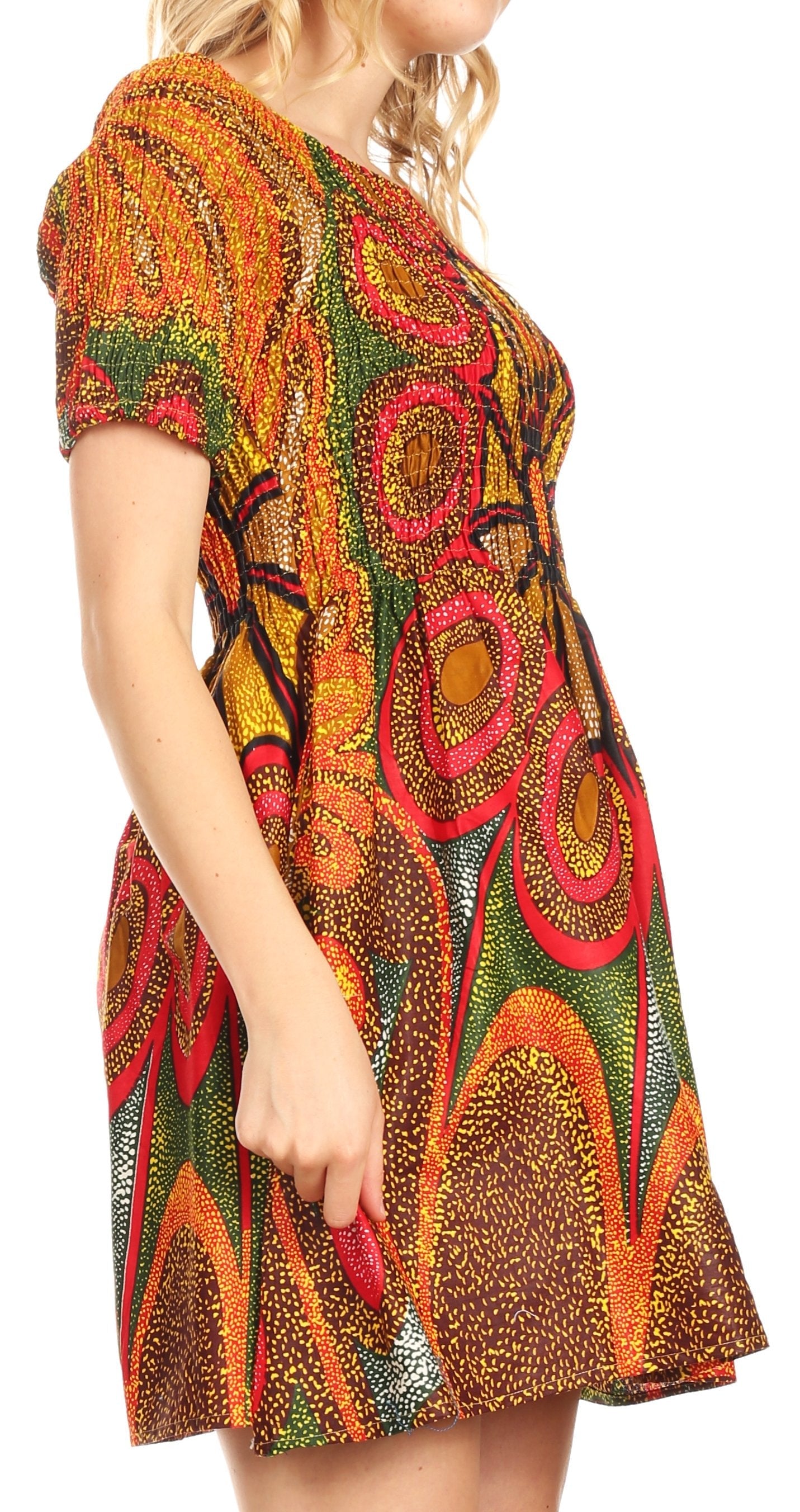 Sakkas - Ife Wax African Ankara Colorful Cocktail Short Dress