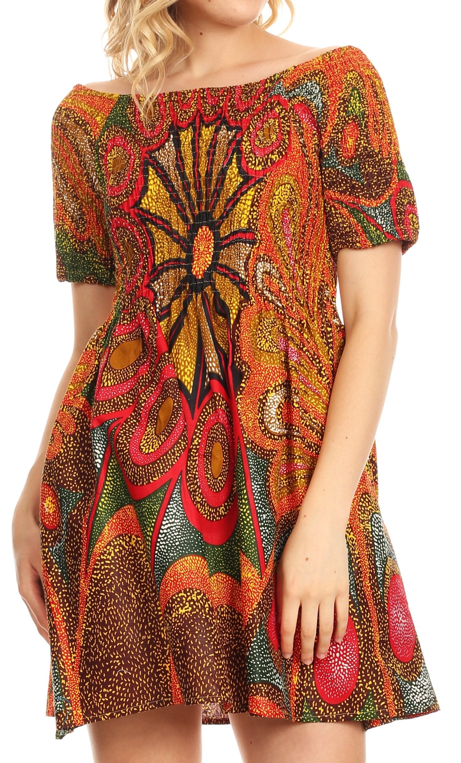 Sakkas - Ife Wax African Ankara Colorful Cocktail Short Dress