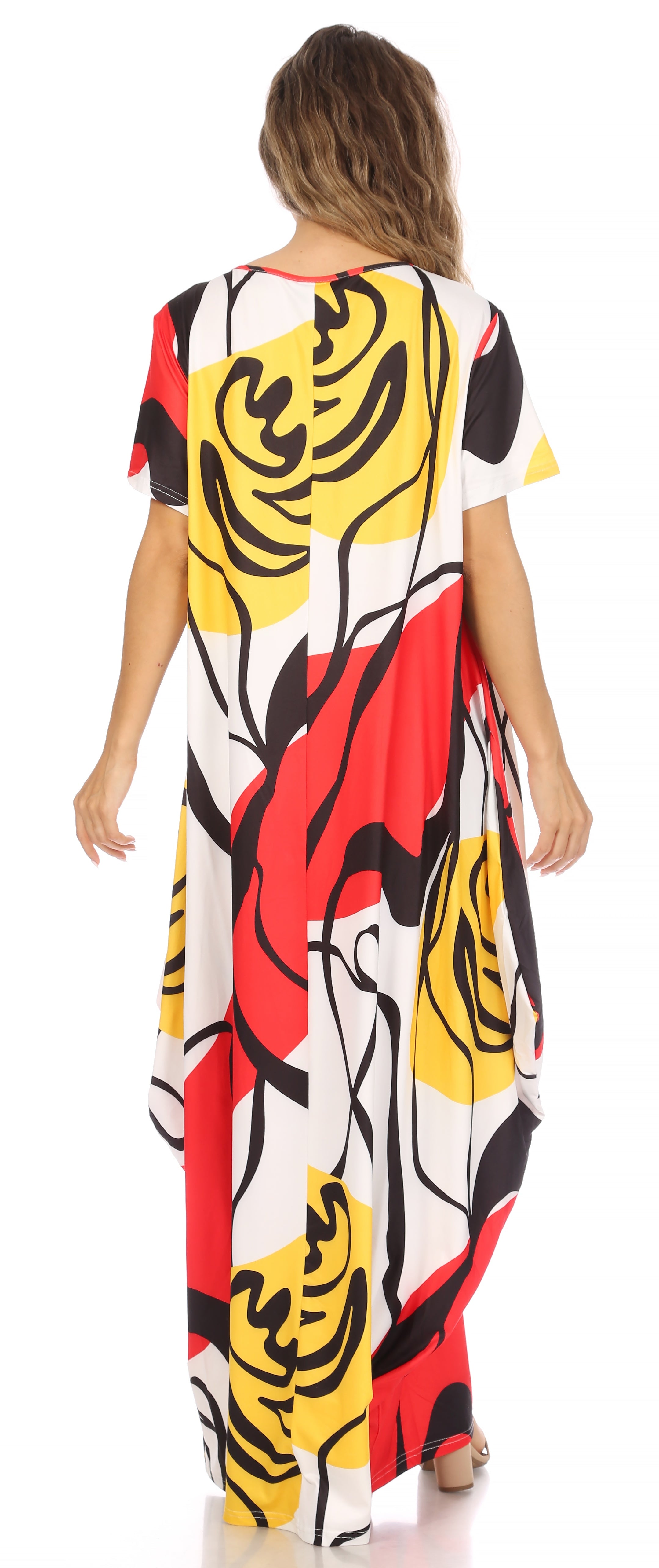 Sakkas Abeni Short Sleeve Casual Print Long Maxi Caftan