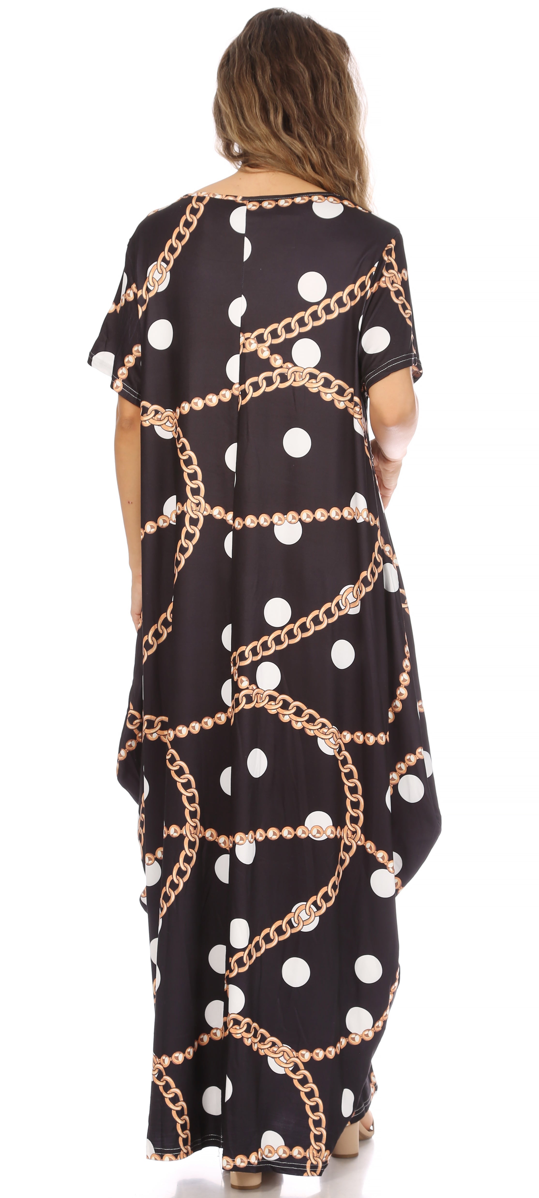 Sakkas Abeni Short Sleeve Casual Print Long Maxi Caftan