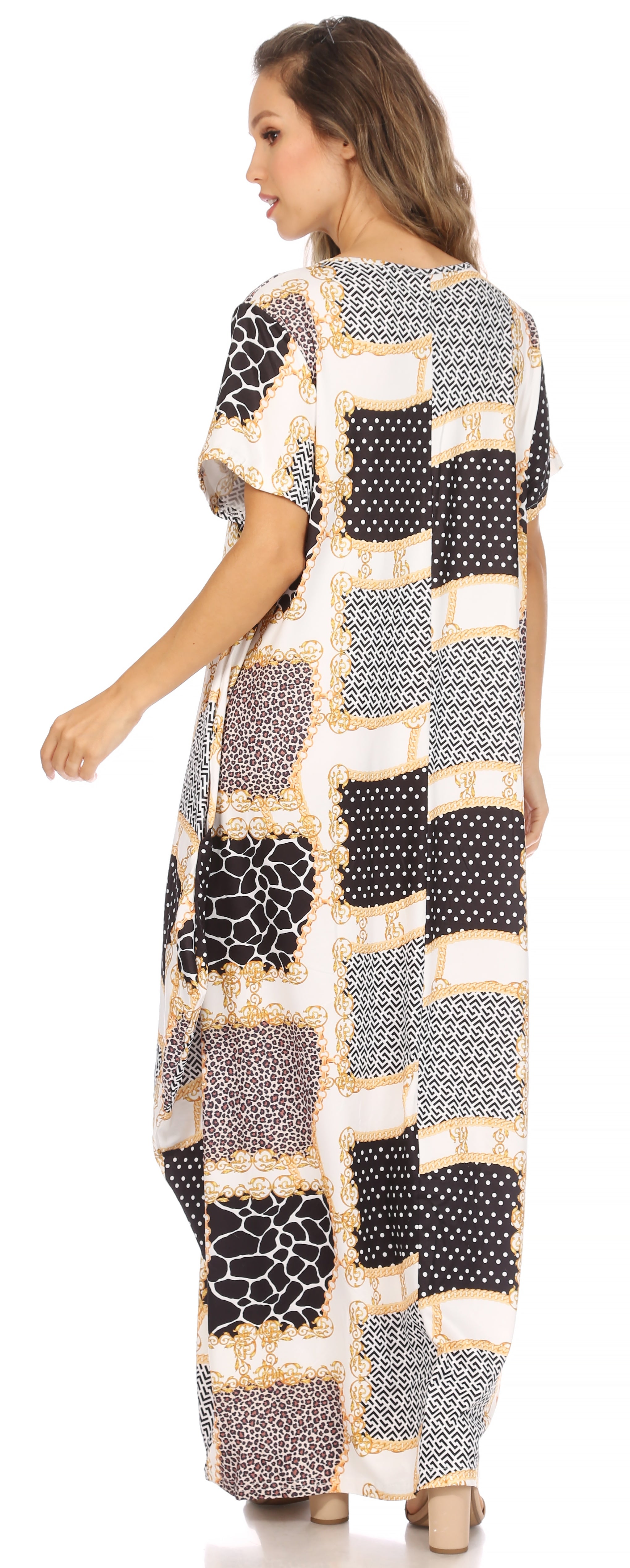 Sakkas Abeni Short Sleeve Casual Print Long Maxi Caftan