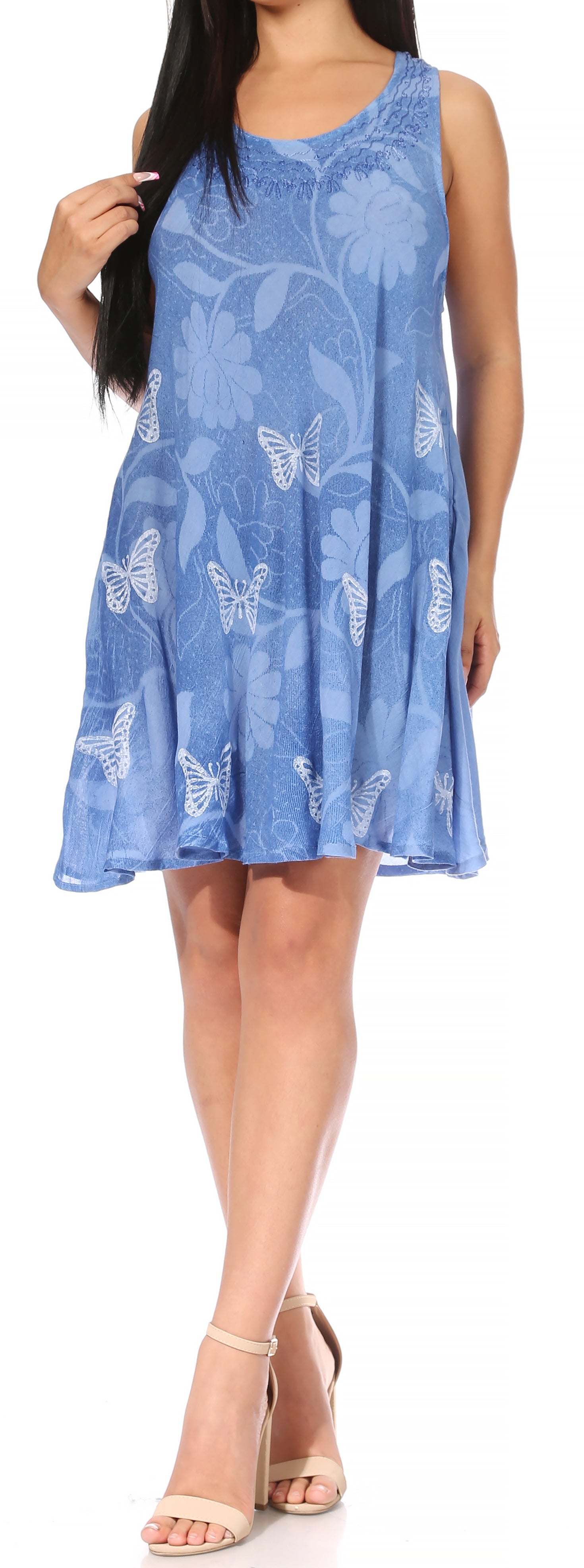 Sakkas - Marta Tie Dye Flowy Boho Maxi Sleeveless Dress Loose