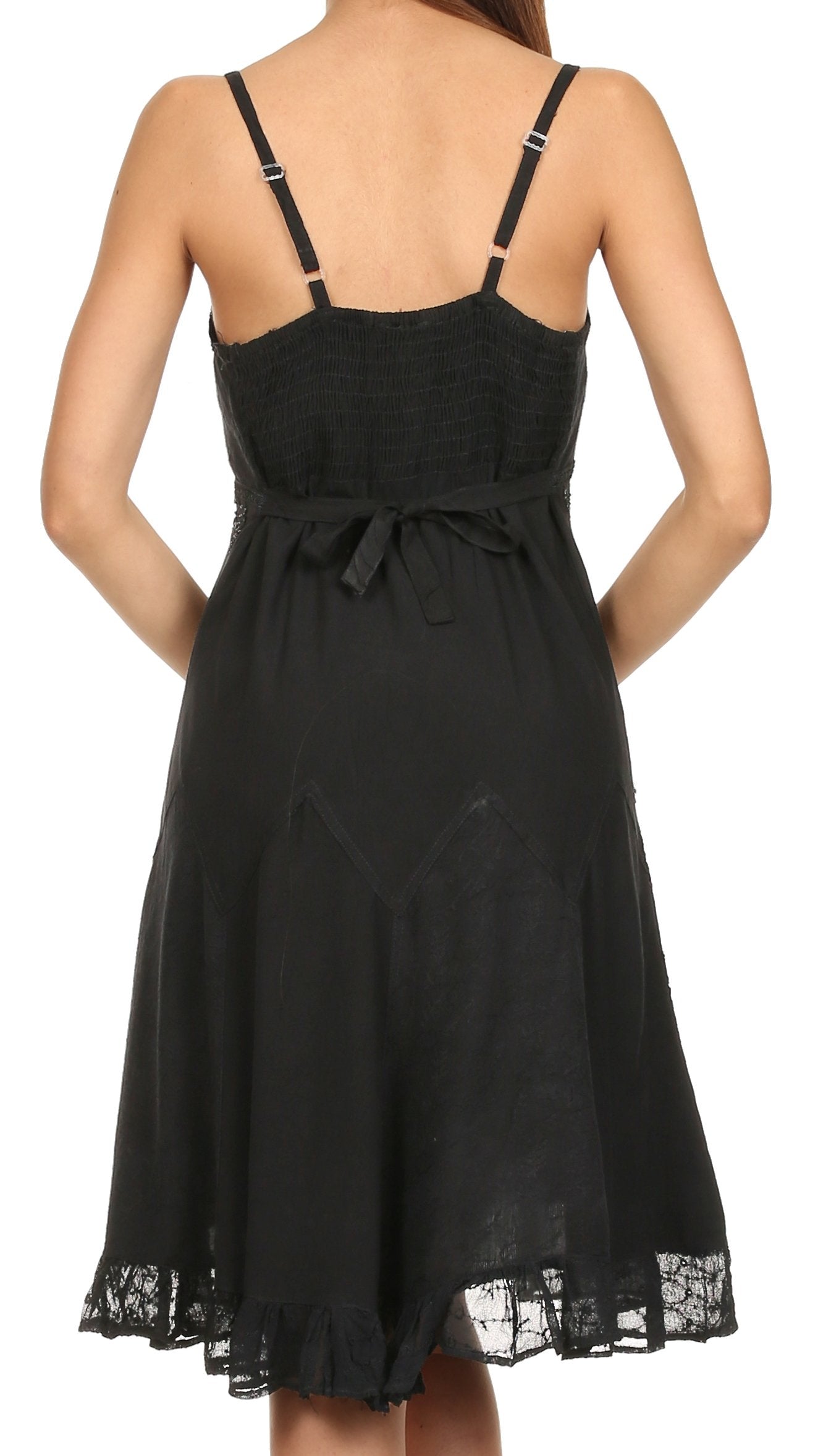 Sakkas - Stonewashed Rayon Adjustable Spaghetti Straps Mid Length Dress