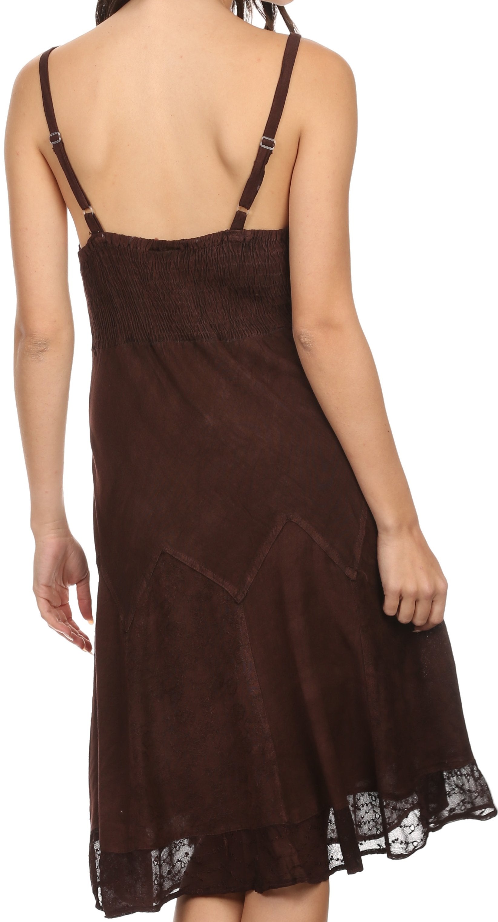 Sakkas - Stonewashed Rayon Adjustable Spaghetti Straps Mid Length Dress