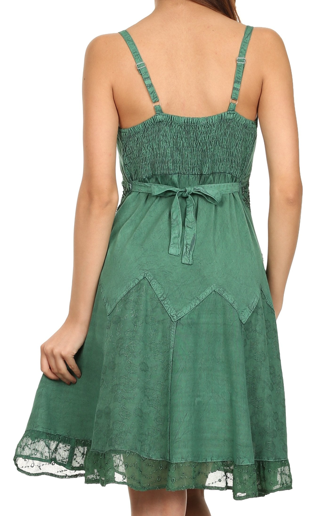 Sakkas - Stonewashed Rayon Adjustable Spaghetti Straps Mid Length Dress