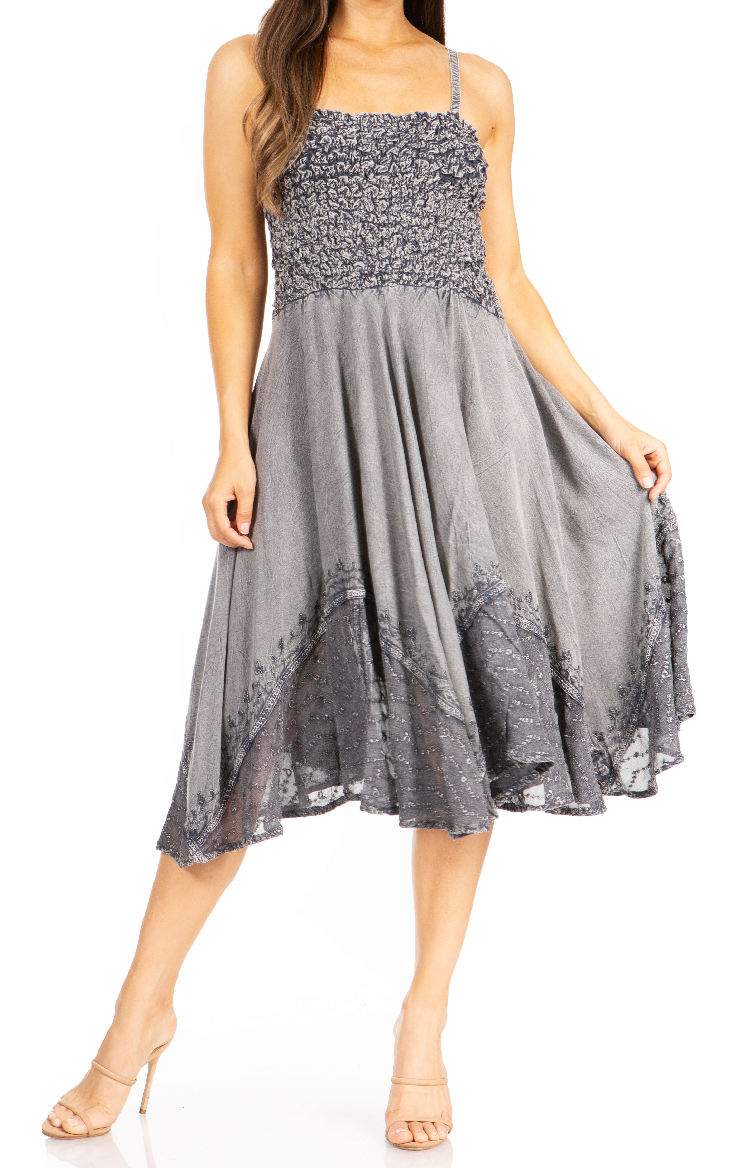 Sakkas - Aphrodite Embroidered Batik Dress