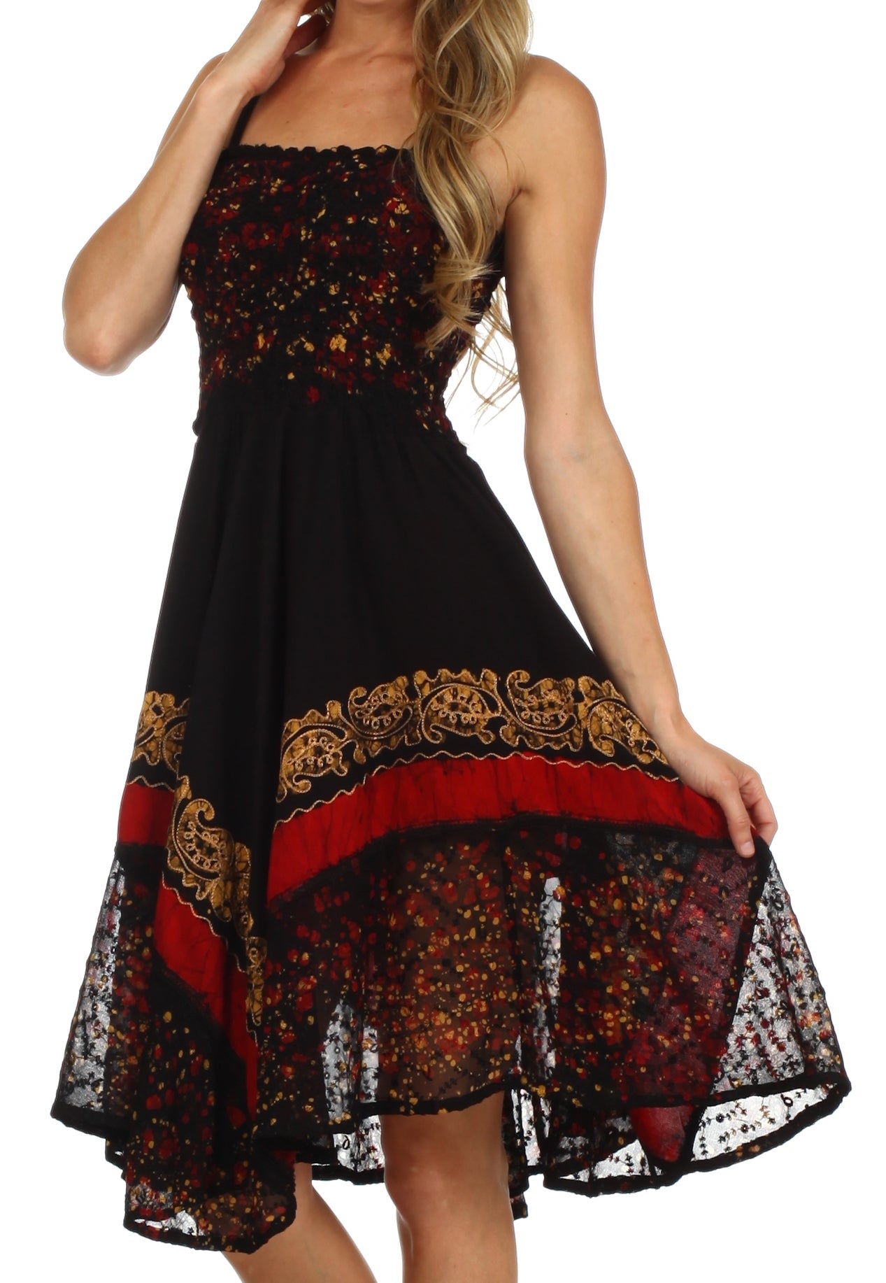 Sakkas - Aphrodite Embroidered Batik Dress