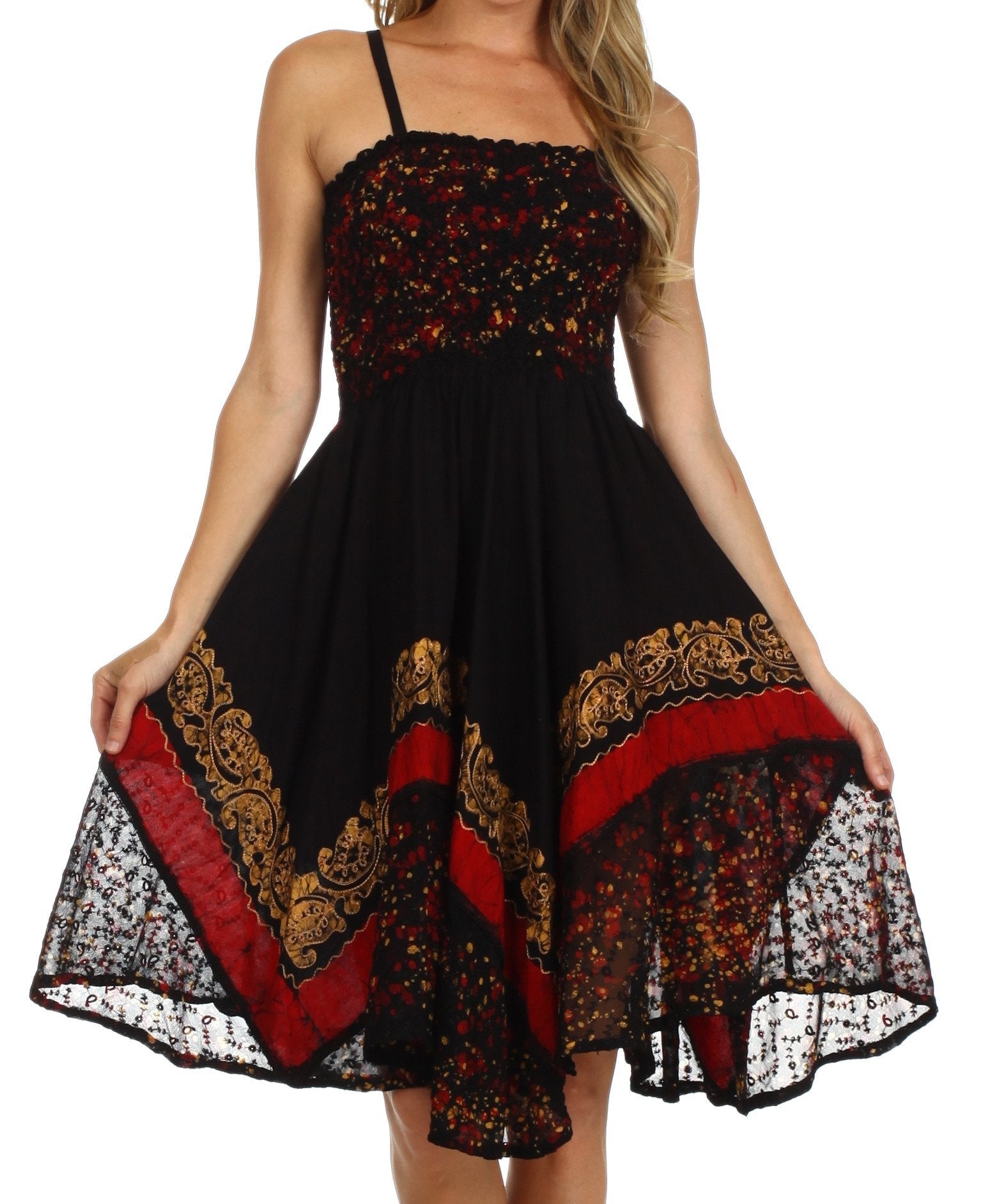 Sakkas - Aphrodite Embroidered Batik Dress
