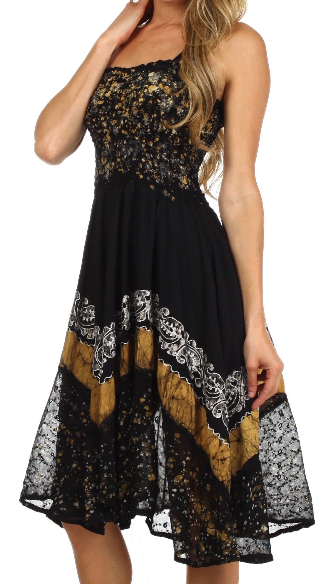 Sakkas - Aphrodite Embroidered Batik Dress